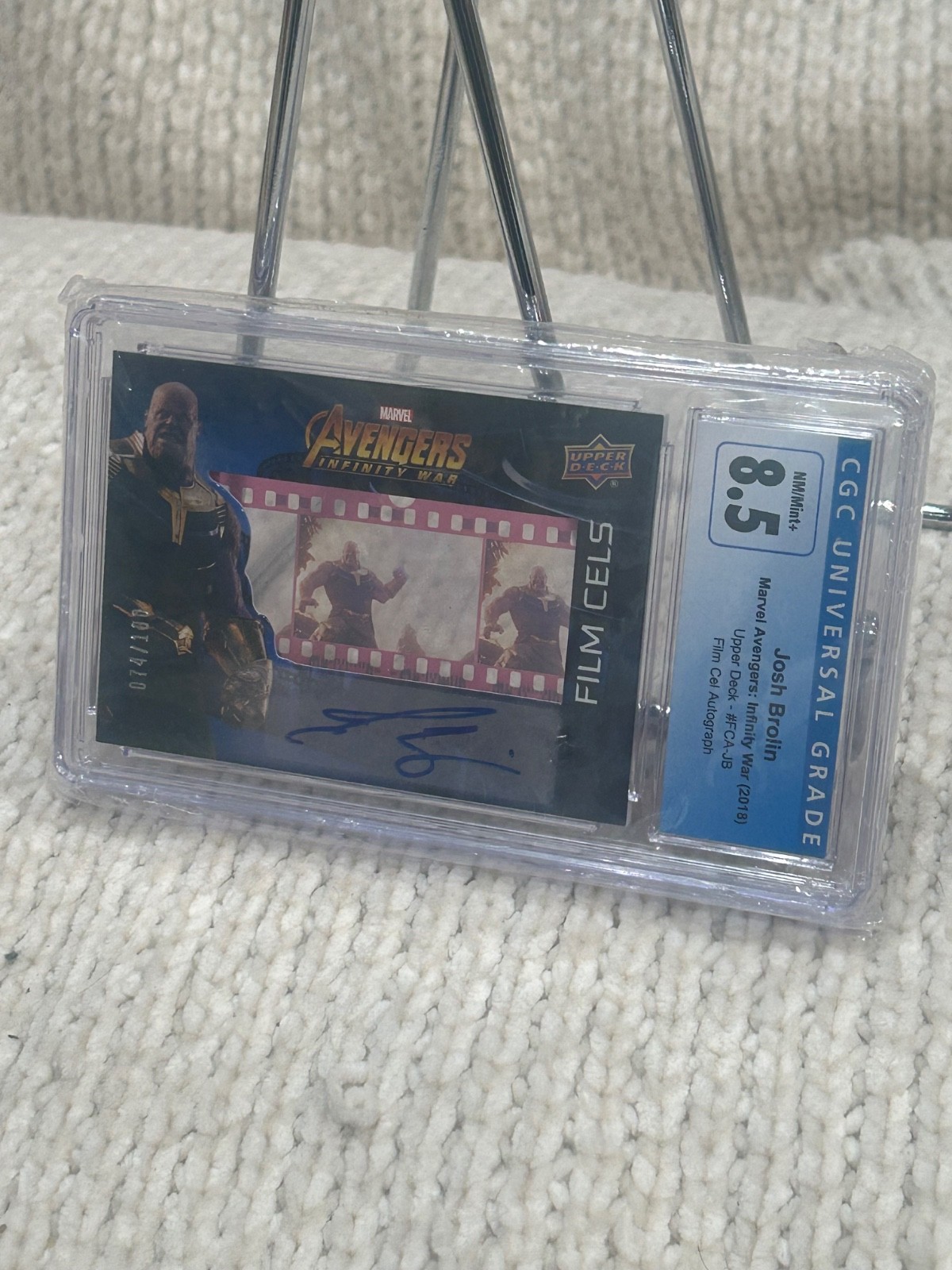 JOSH BROLIN Thanos 2018 UD Avengers Infinity War Film Cel AUTO #74/100 CGC 8.5