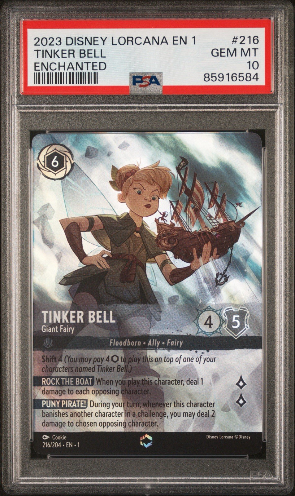 Disney Lorcana Tinker Bell Giant Fairy Enchanted 216/204 PSA 10 Gem Mint TFC UK