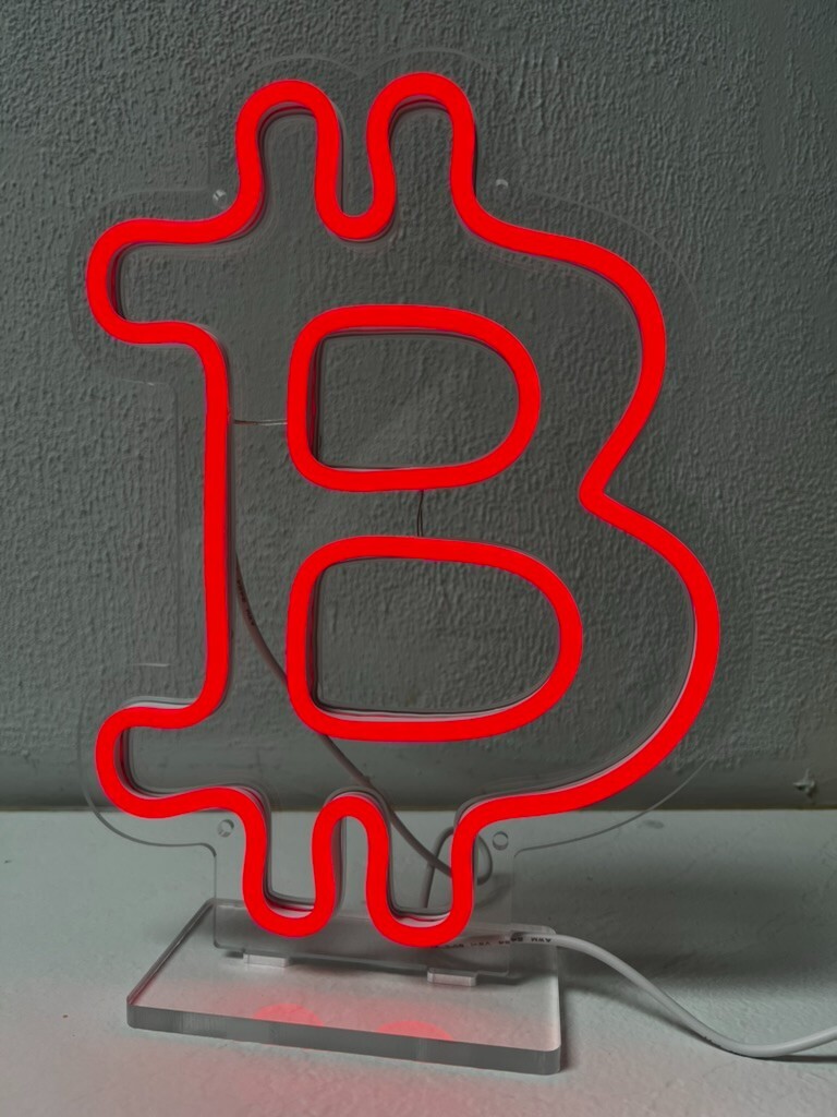 Bitcoin Neon Sign, Handmade Bitcoin Led Neon Orange Light