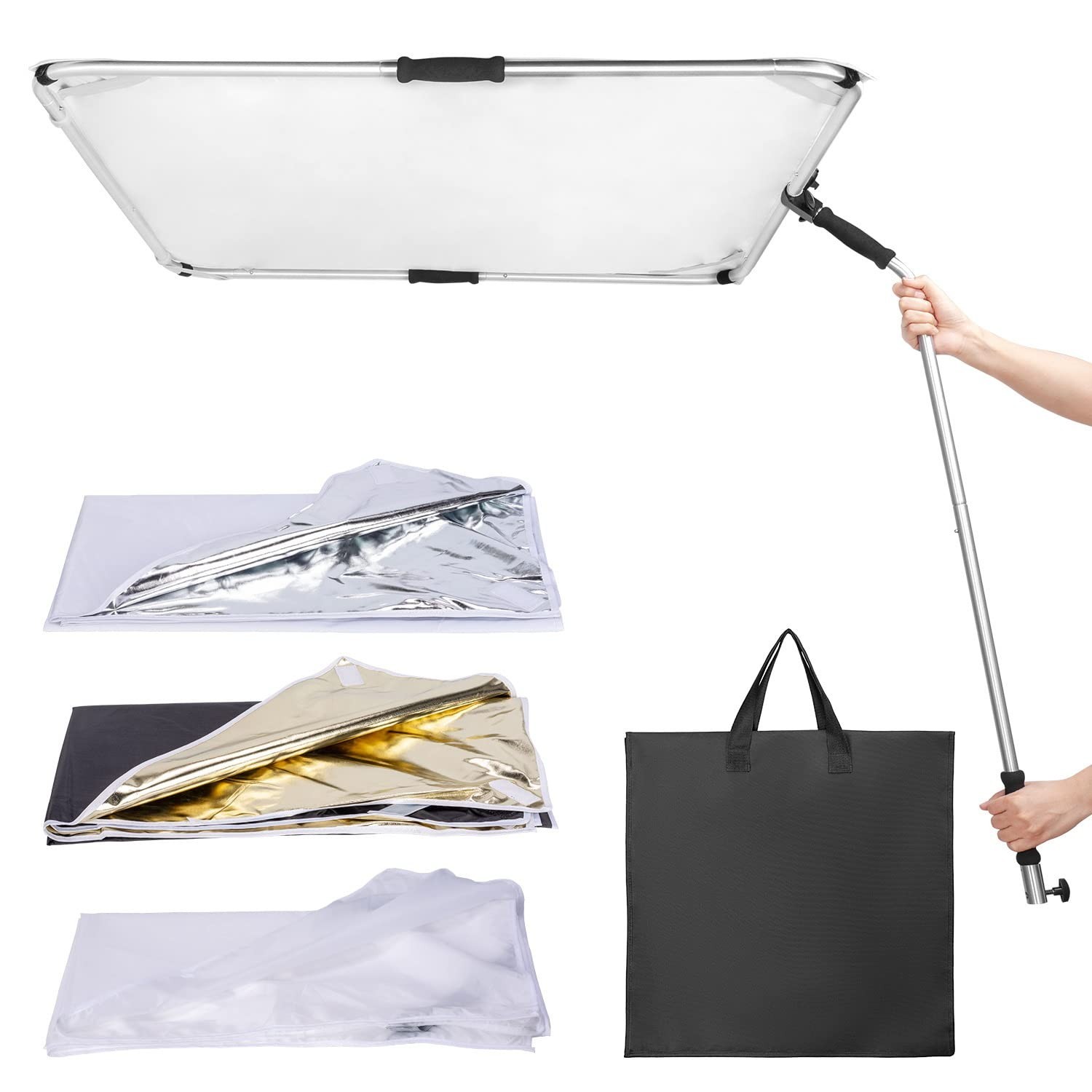 Fomito Portable Hand-held Scrim Flag 39x39 inch / 100x100cm Light Reflector Pane