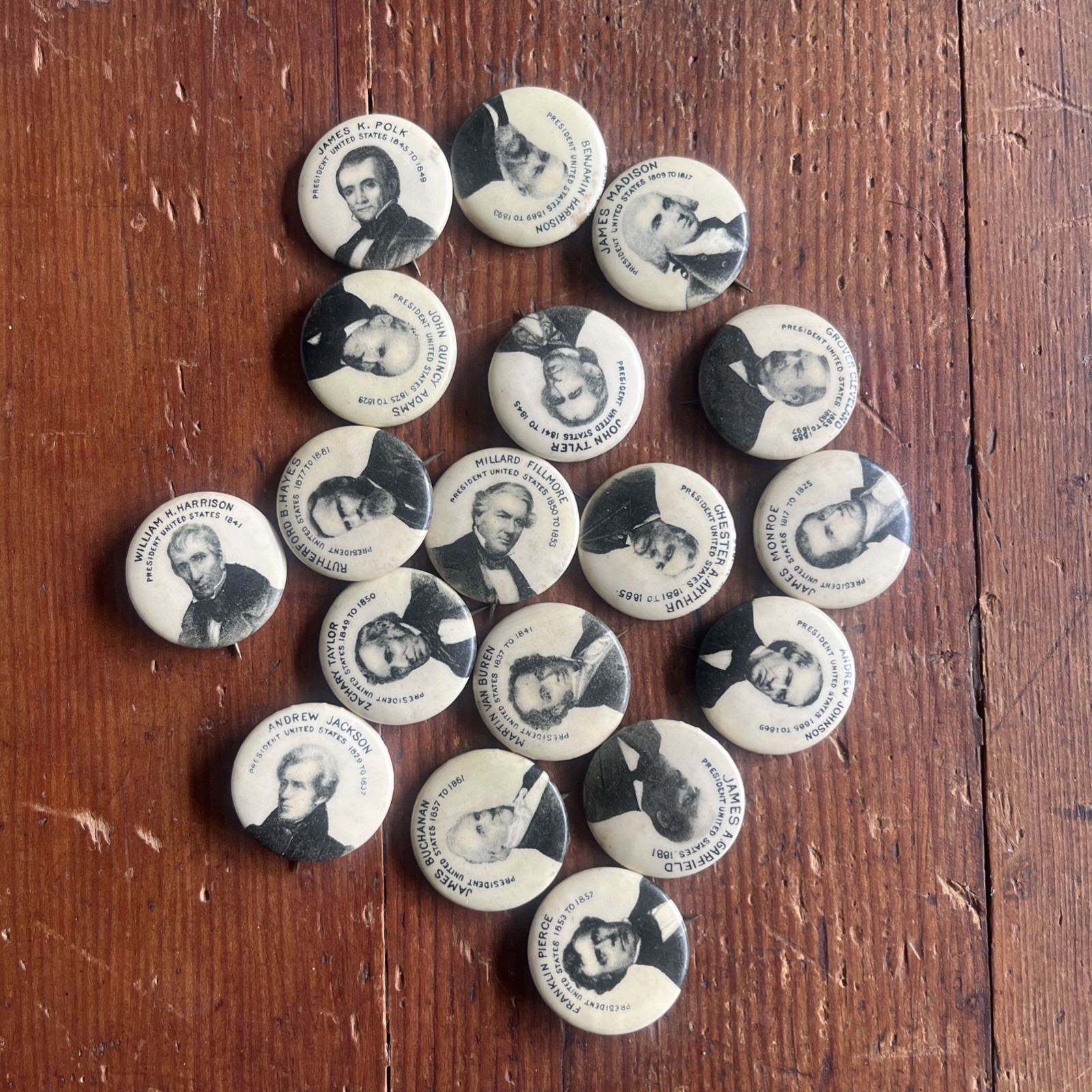 President pinback Button Lot of 18 Whitehead & Hoag 1894-1896 presidents Old