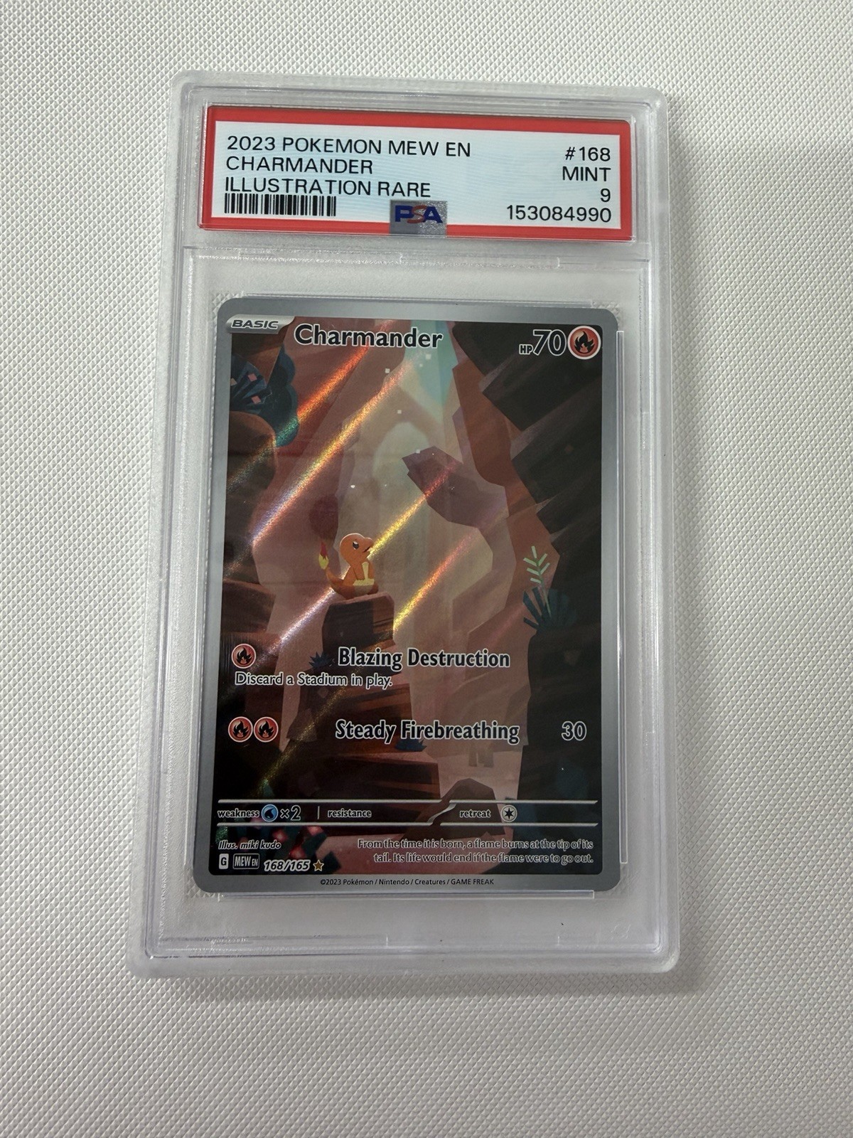 2023, Charmander, #168, Pokemon Mew, Illustration Rare, PSA 9