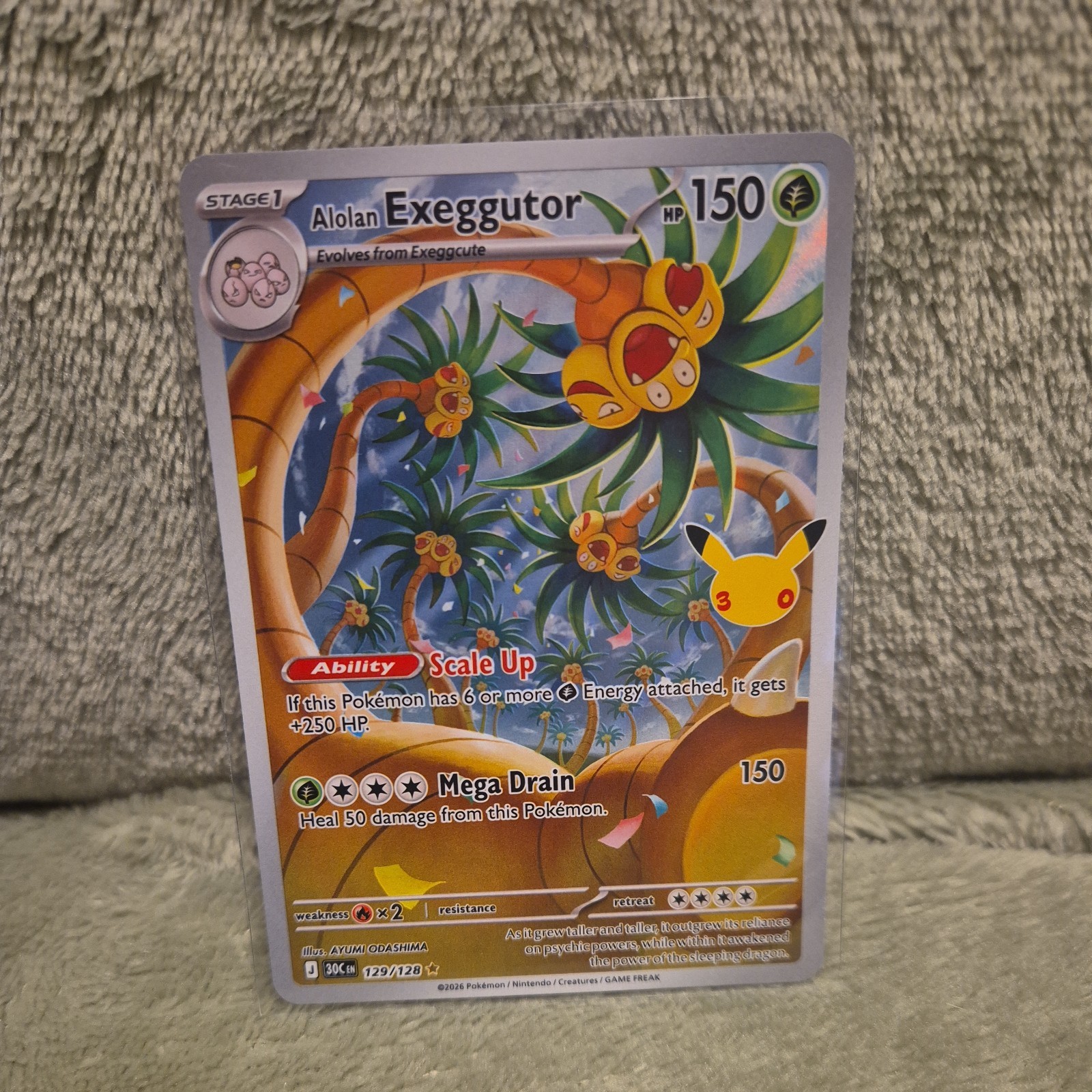 Pokémon 30th Celebration Alolan Exeggutor 129/128 Full Art Holo IllustrationRare