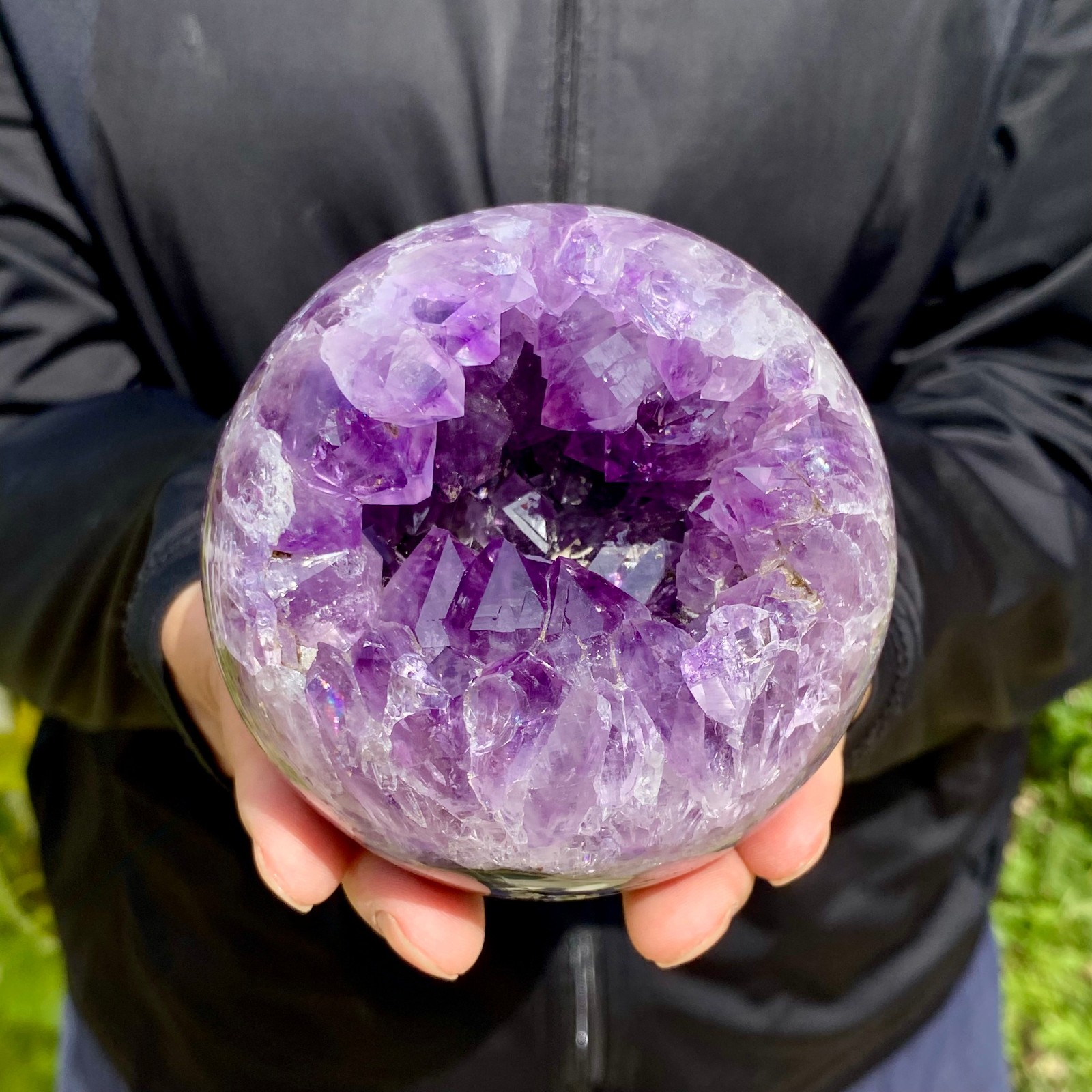 1.72LB Amethyst Agate Geode Sphere Spiritual Energy Wealth Home Crystal Ornament