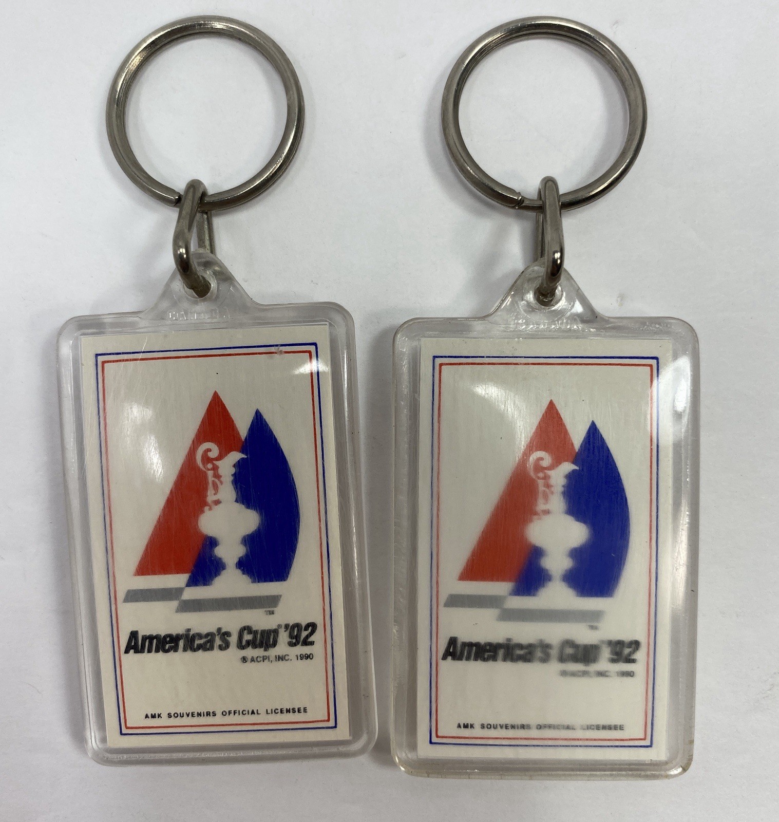 Pair Vintage 1992 America's Cup Keychain Fob Set Official License AMK San Diego