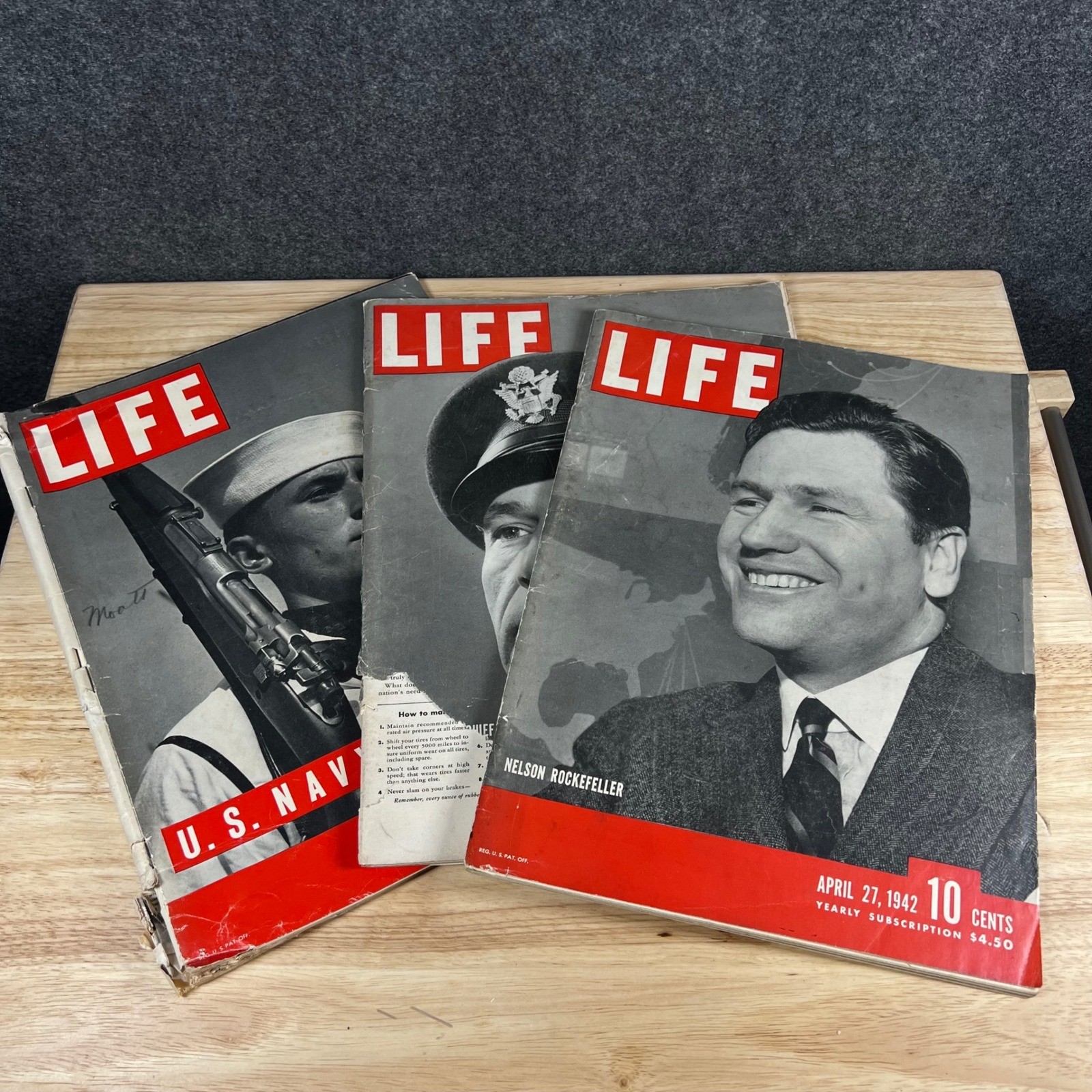 Vintage 1940s LIFE Magazine Lot of 3 US Navy Rockefeller WWII Era 1940 1942