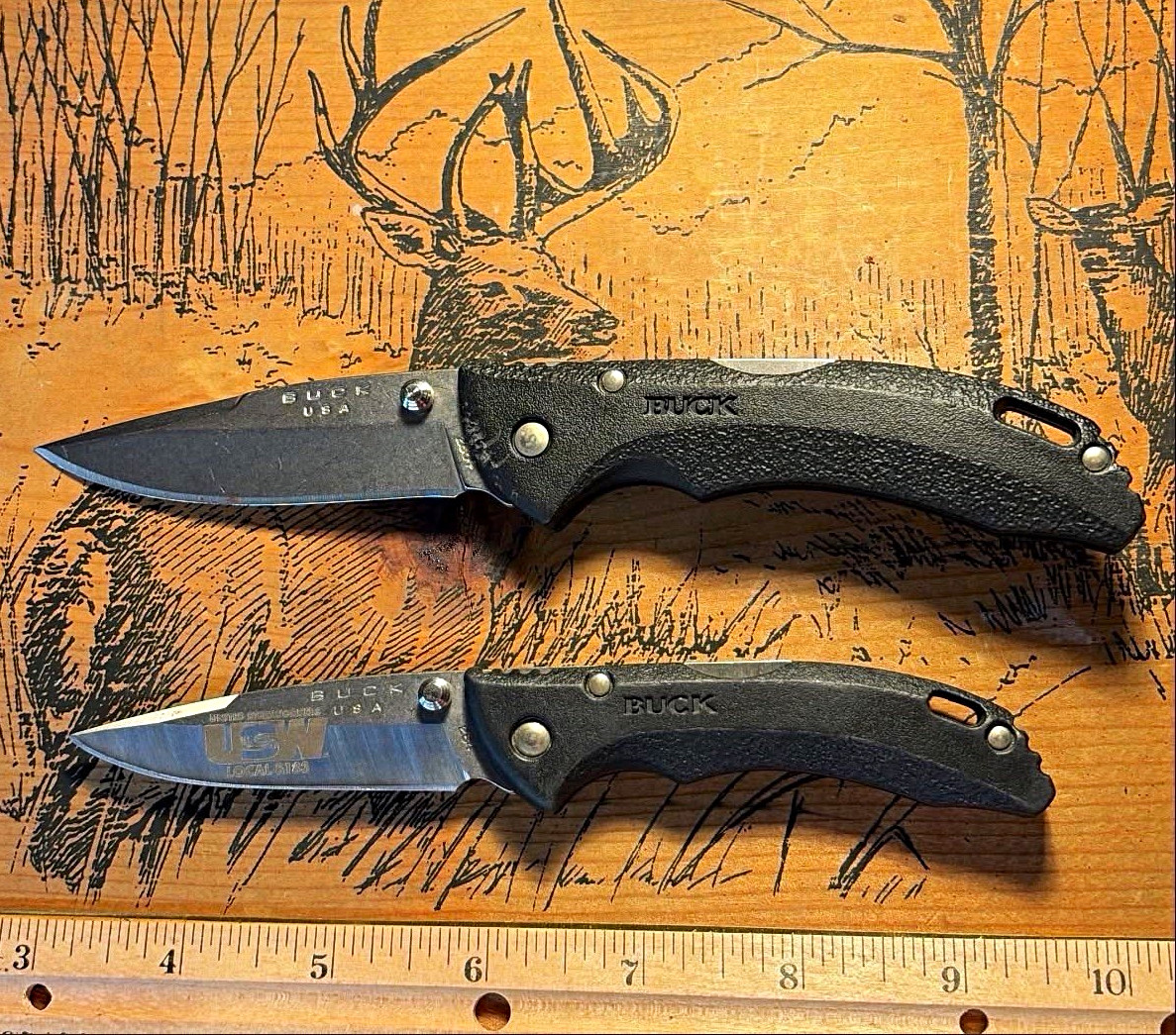 Lot of 2 USA Buck 285 Bantam Lockback 1-Blade SS Clip-Pocketknife, Black