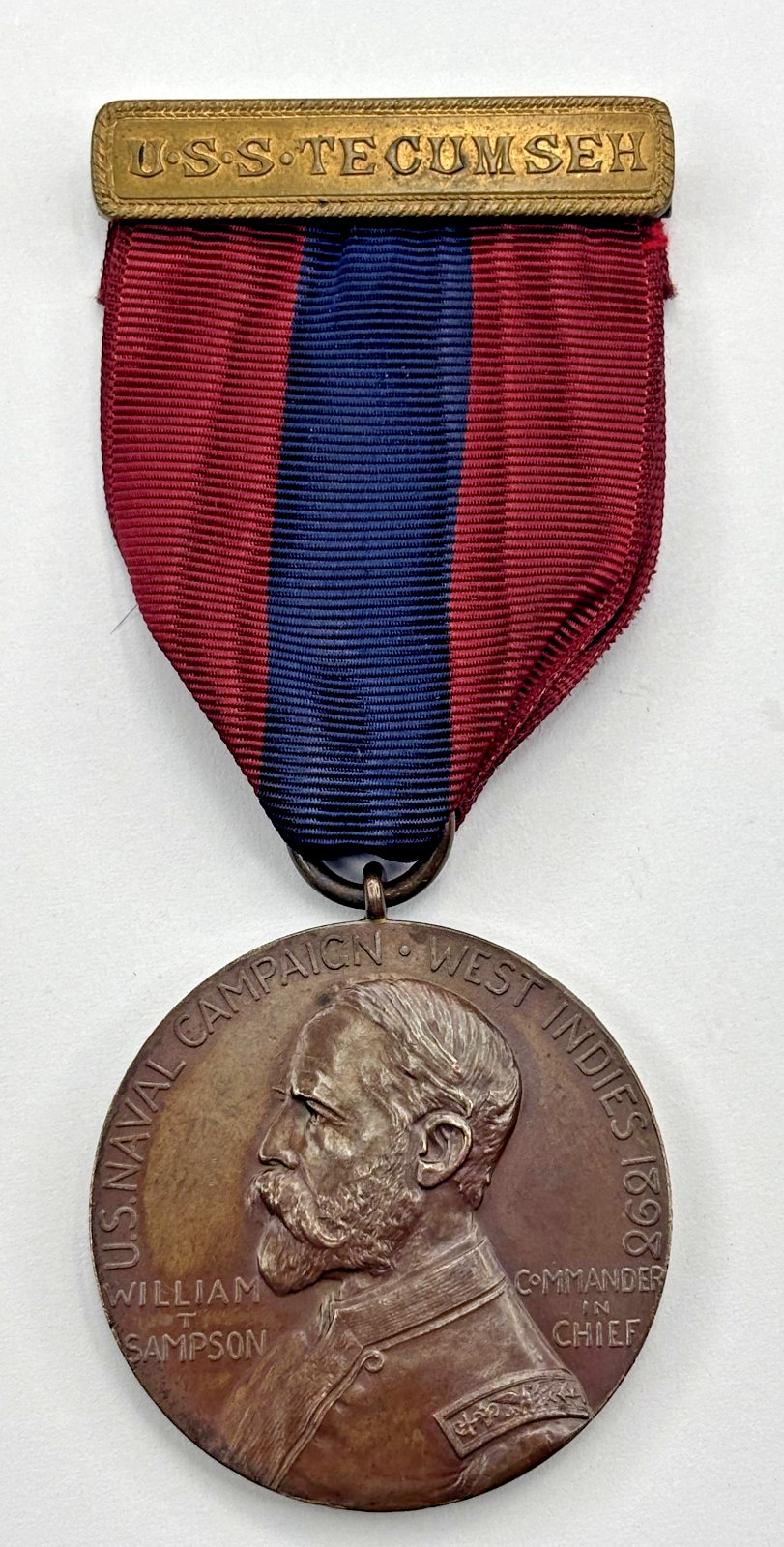 Sampson West Indies Naval Medal U.S.S. TECUMEH Un-named Santiago July 3rd 1898