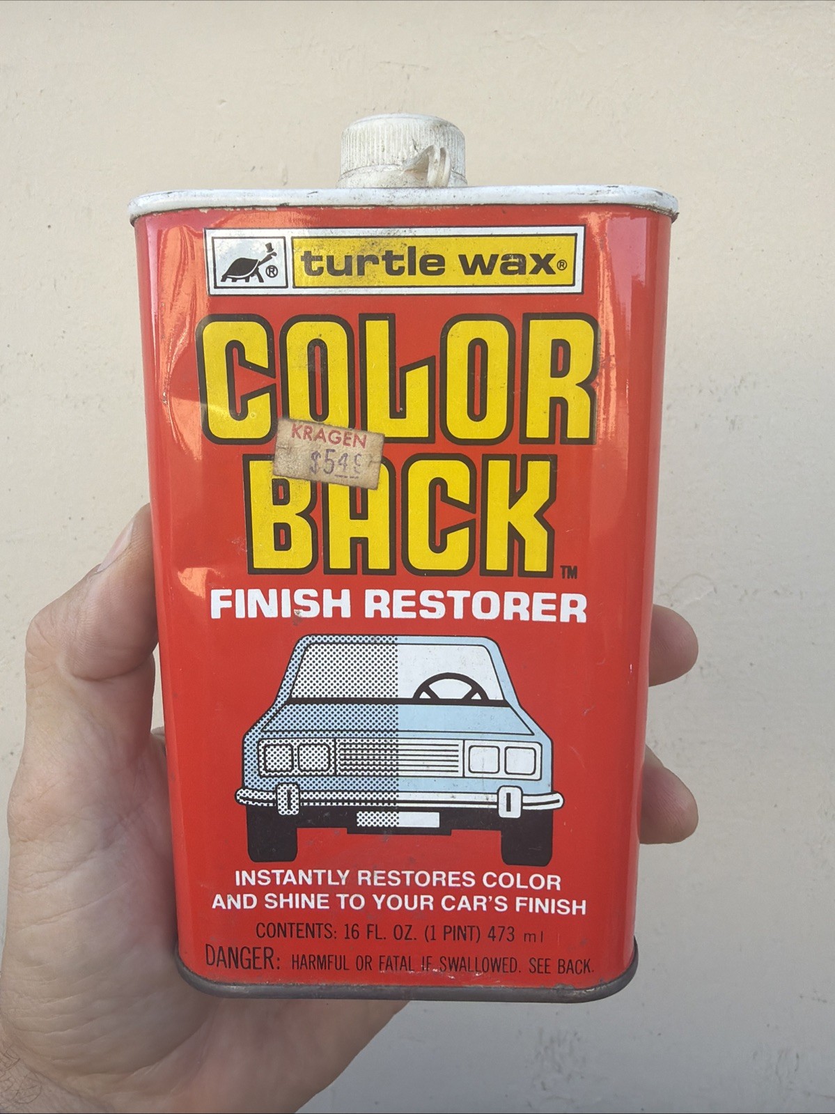 VTG Turtle Wax Color Back Finish Restorer Tin Can 1982 Almost Full Car Polish