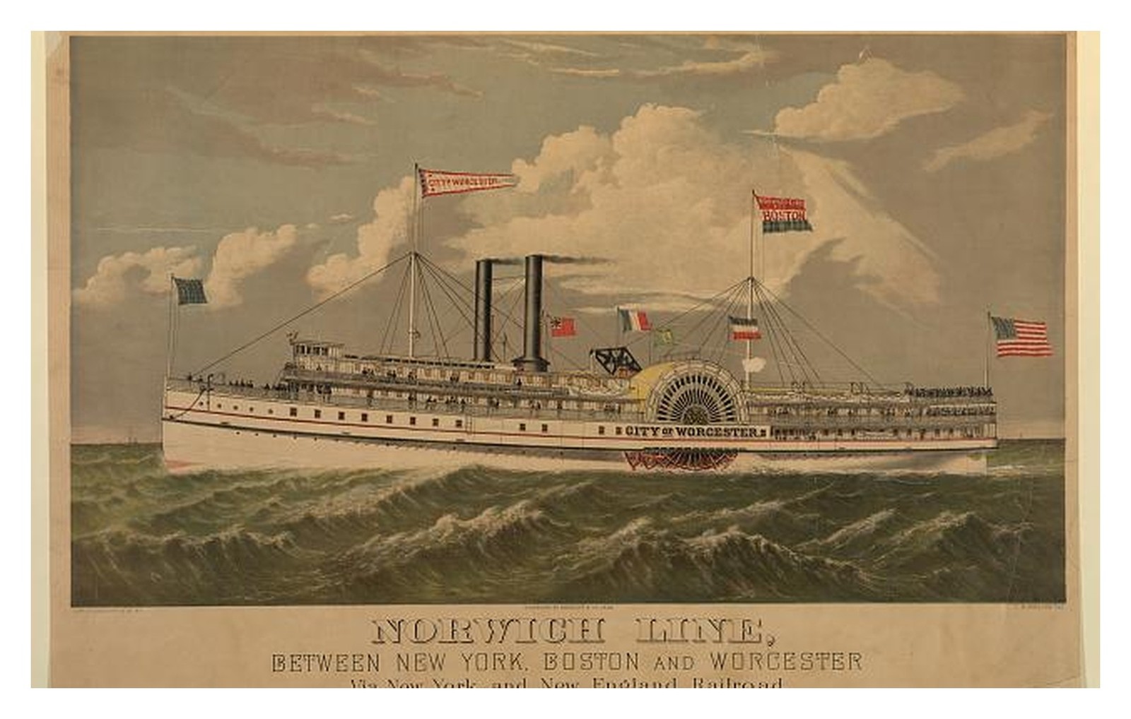 New York Norwich Line Steamboat Standard Postcard