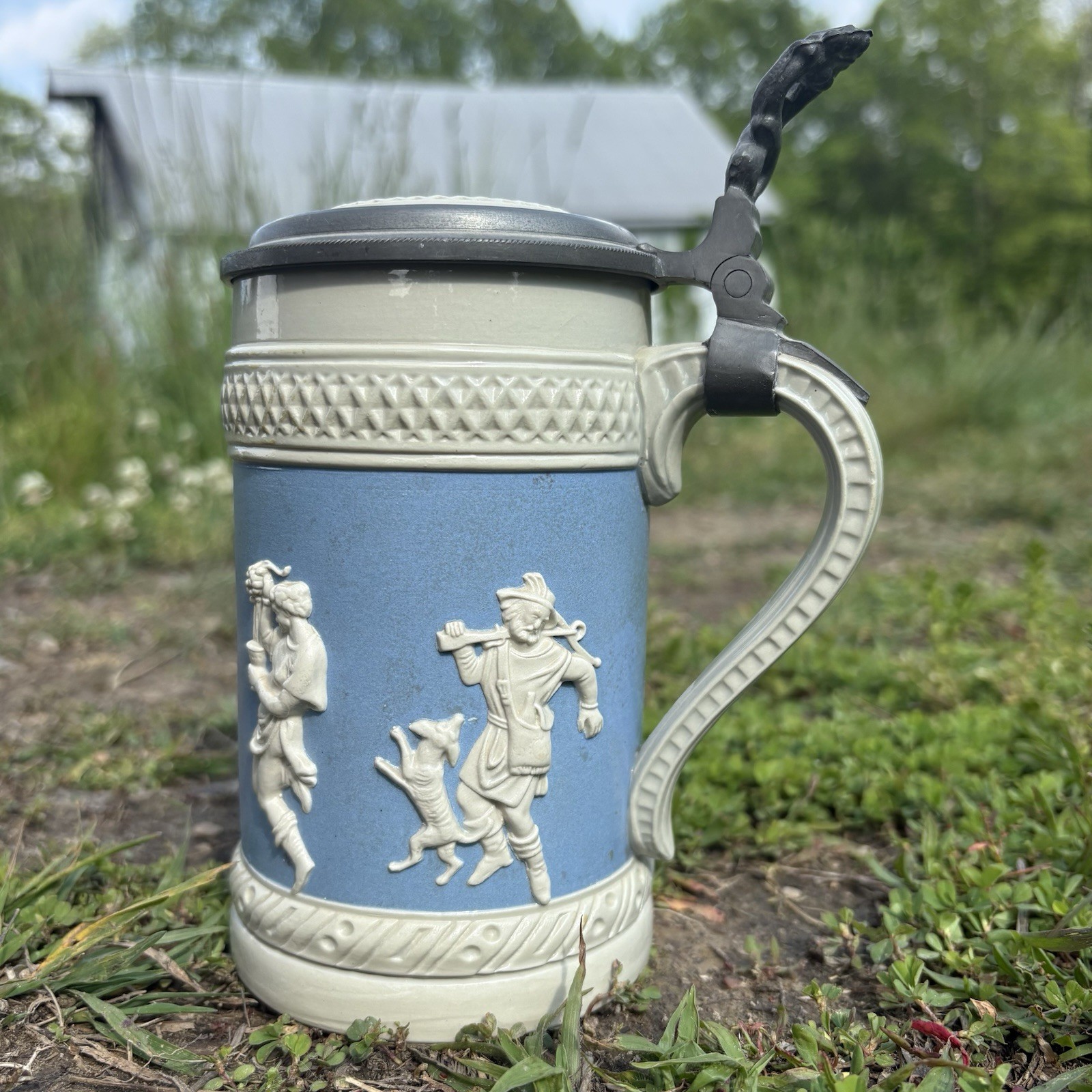 Antique Mettlach German Beer Stein No 171 Villeroy & Boch Cameo - RARE