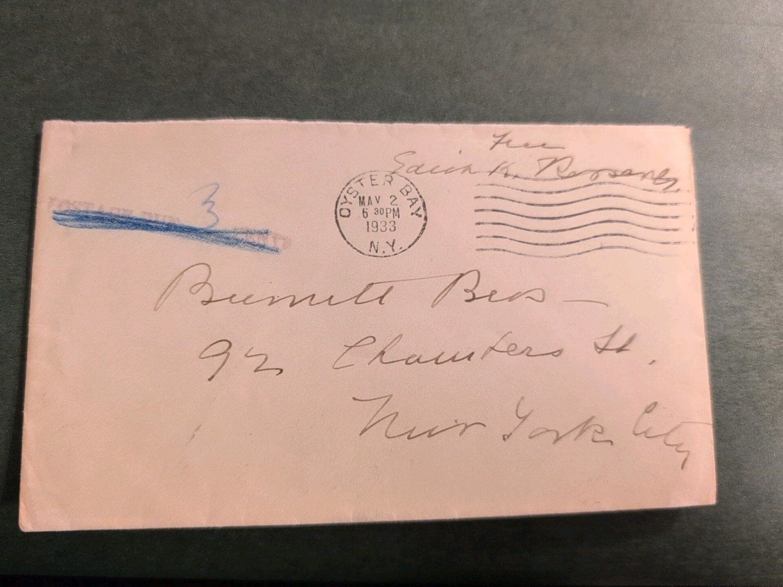 1933 1st Lady EDITH ROOSEVELT Signed Autographed  FreeFrank Envelope Postage Due
