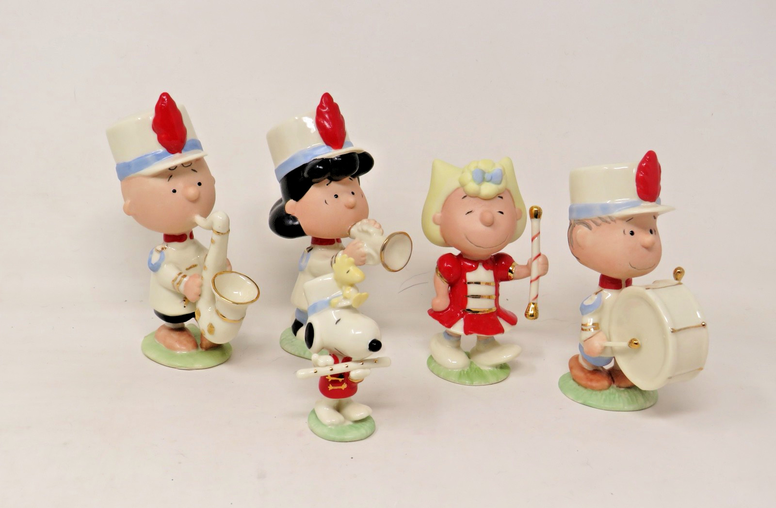 Lenox Peanuts Marching Band Figurines 5 Piece Set Hand Painted China COA