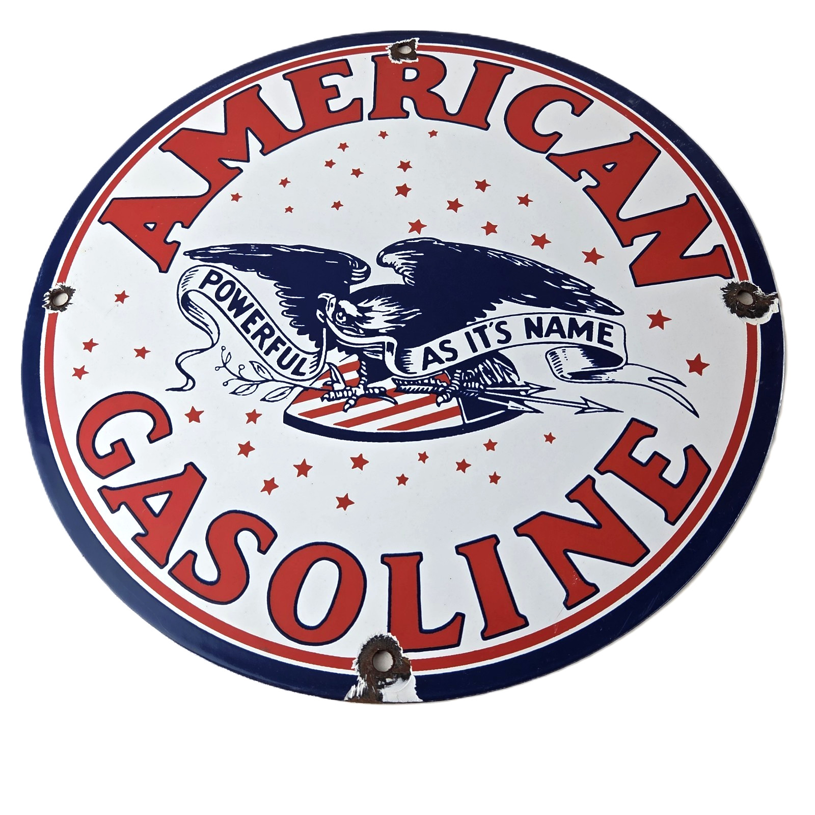 Vintage American Gasoline Sign - Gas Motor Oil Pump Plate Porcelain Sign