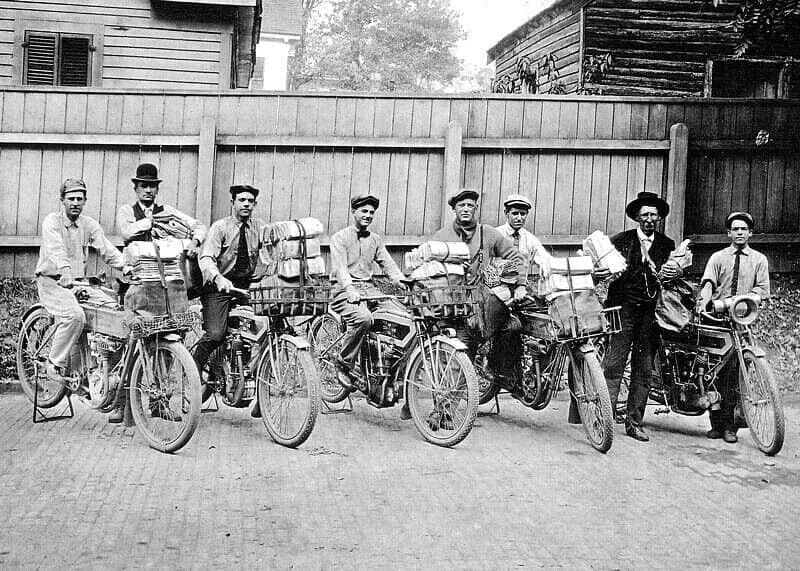 1914 Mailmen on Harley Davidson Motorcycles Historic Poster Picture Photo 8x10