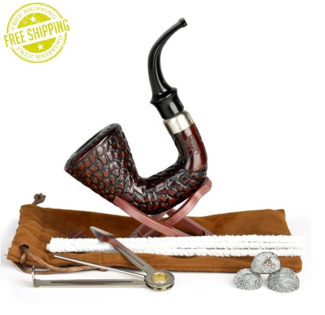 Hungarian Calabash Tobacco Smoking Pipe Sherlock Carved Cherry Wood Shire Gift