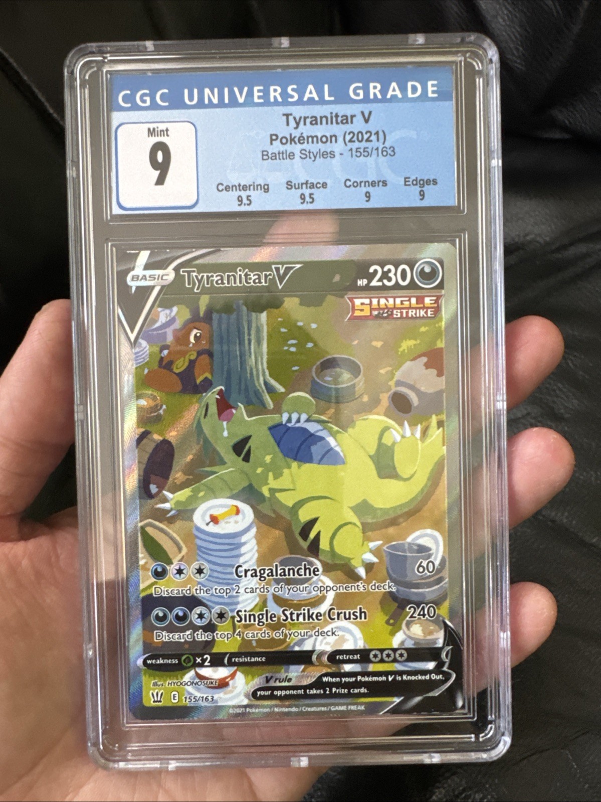 2021 POKÉMON BATTLE STYLES ULTRA RARE HOLO #155 TYRANITAR V CGC 9 Mint Alt Art