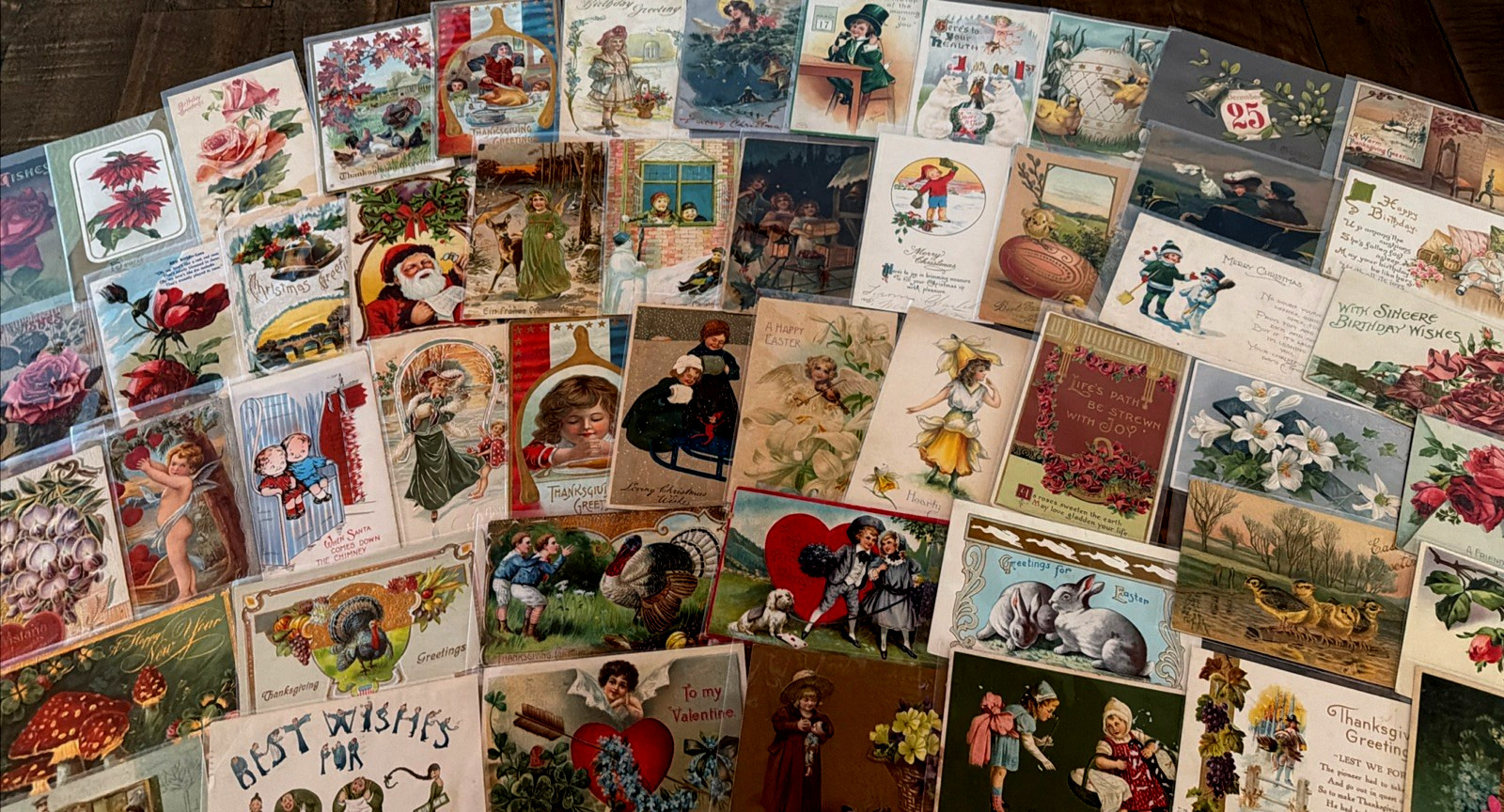 Lot of 60~1900s~Holiday Greeting Postcards~Xmas~Easter~Valentine~Santa~etc.~s632
