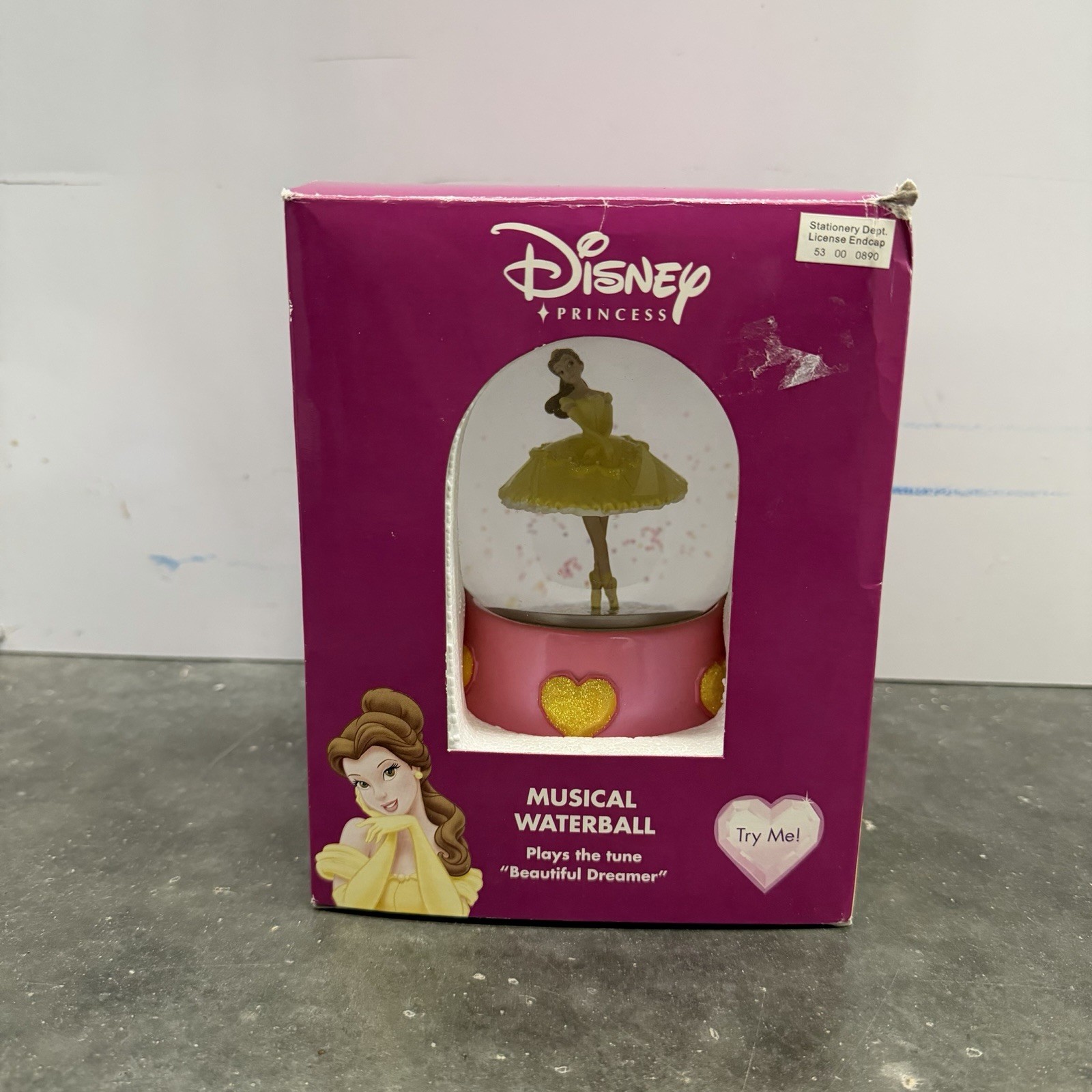 Disney’s Belle Ballerina Snow Globe By ENESCO W/ Music “Beautiful Dreamer” EUC