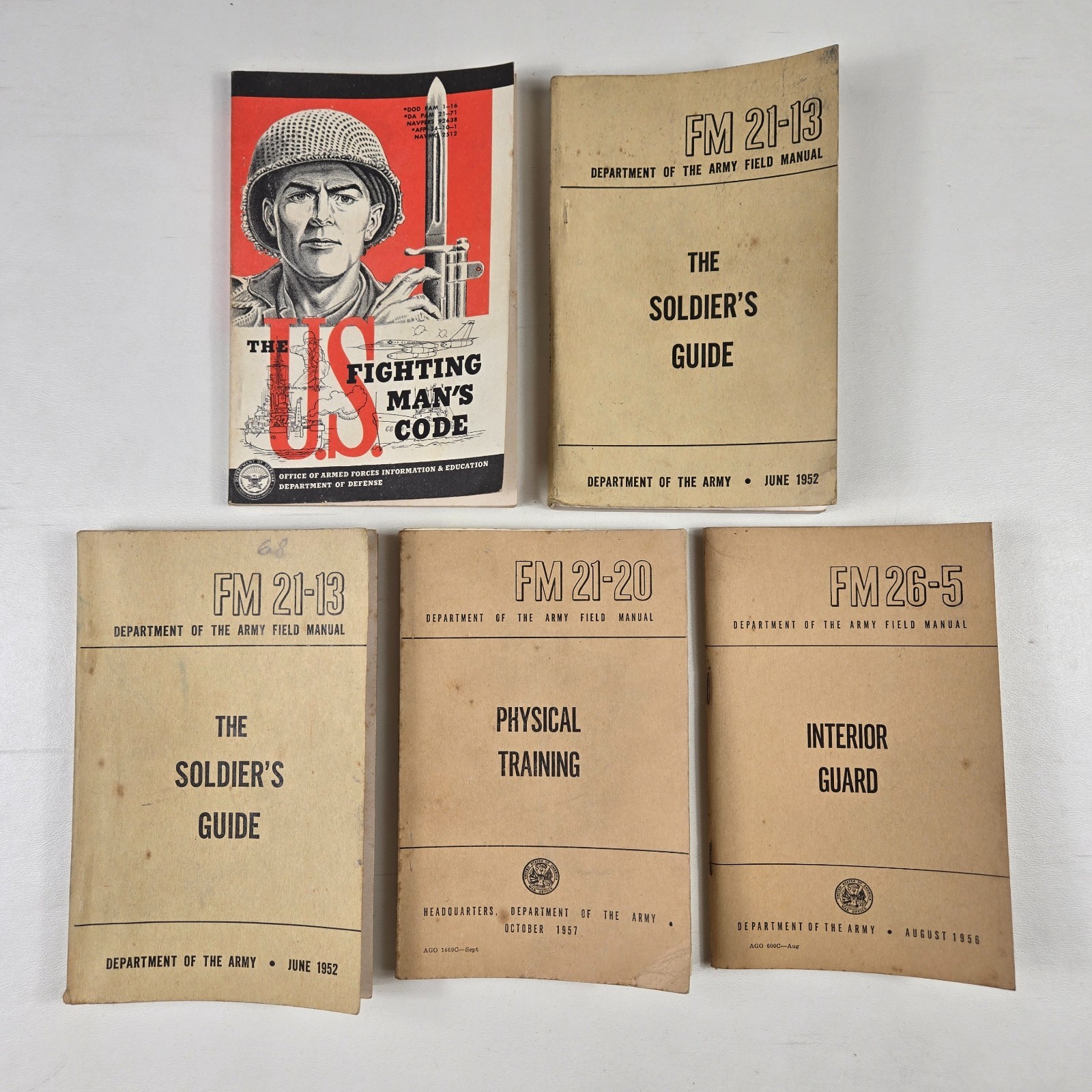 US Fighting Man's Code & Field Manual Lot 1950s Interior Guard Soldier's Guide