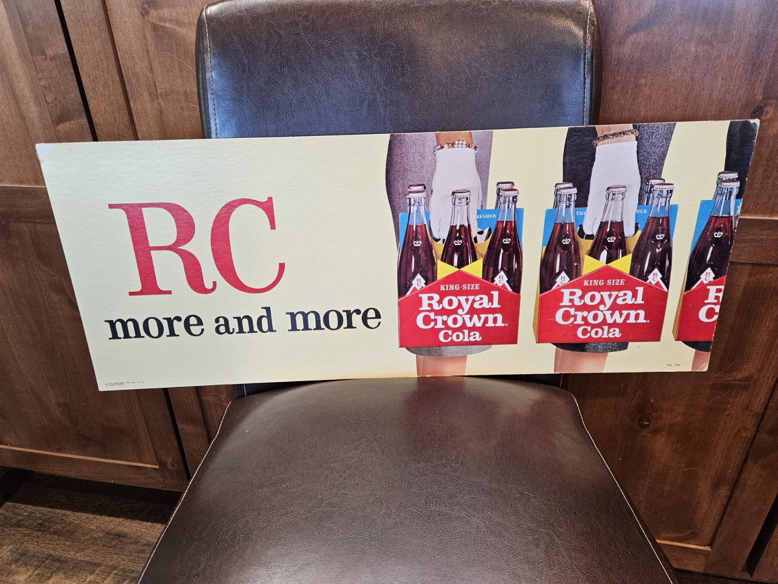 Vintage 1950s RC Royal Crown Cola King Size Cardboard Sign 28\