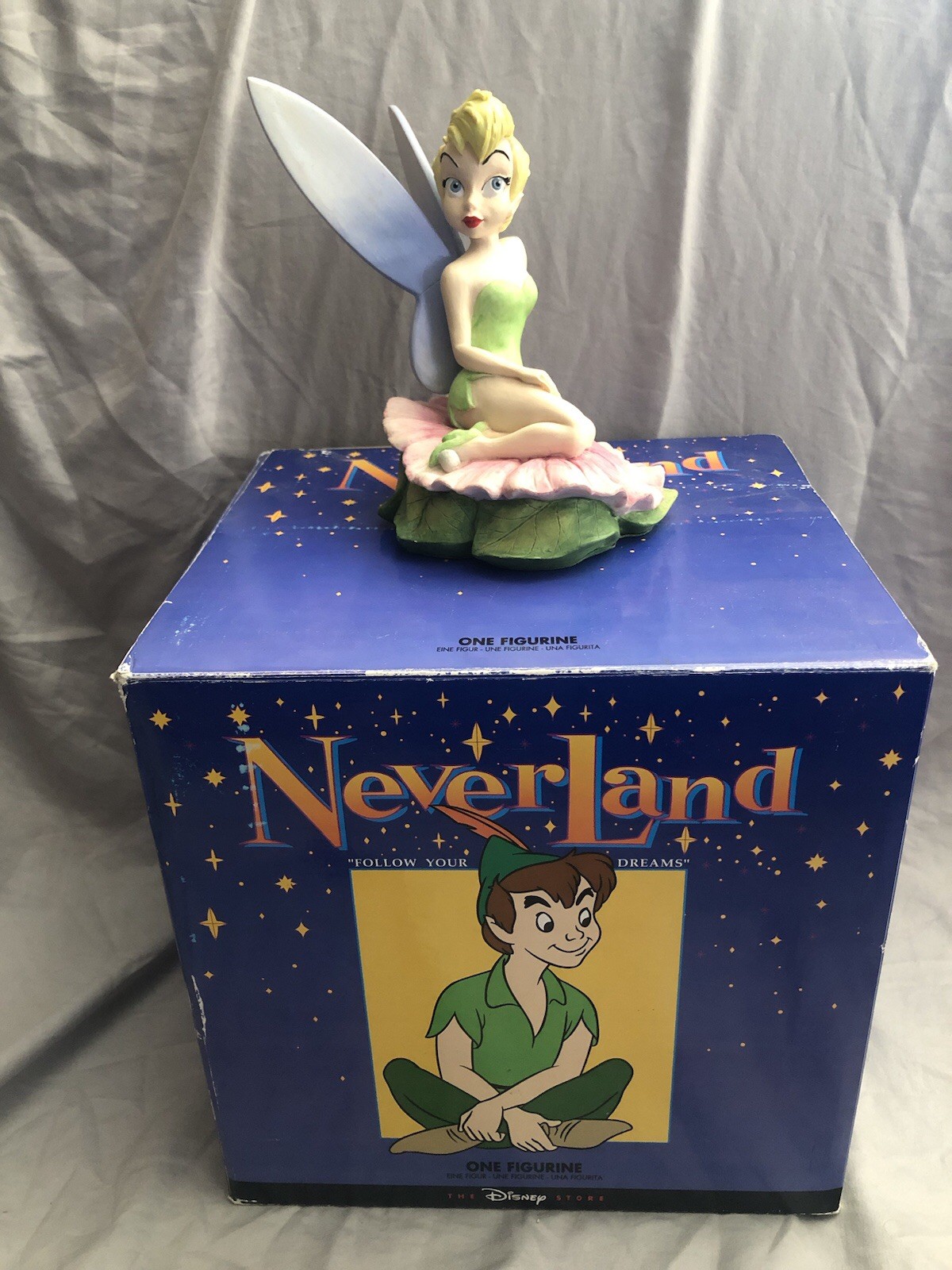 Vintage Disney Store Tinker Bell Neverland Follow Your Dreams Figurine Box