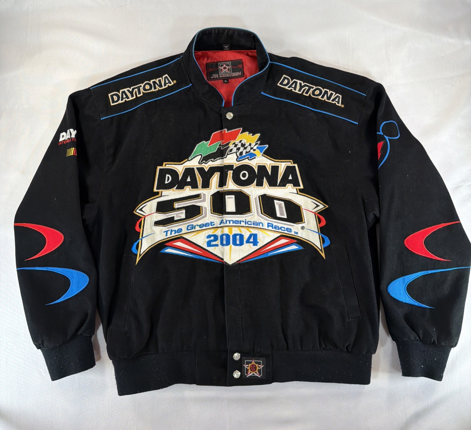 JH Design Disney Mickey Mouse Daytona 500 2004 NASCAR Racing Jacket XL