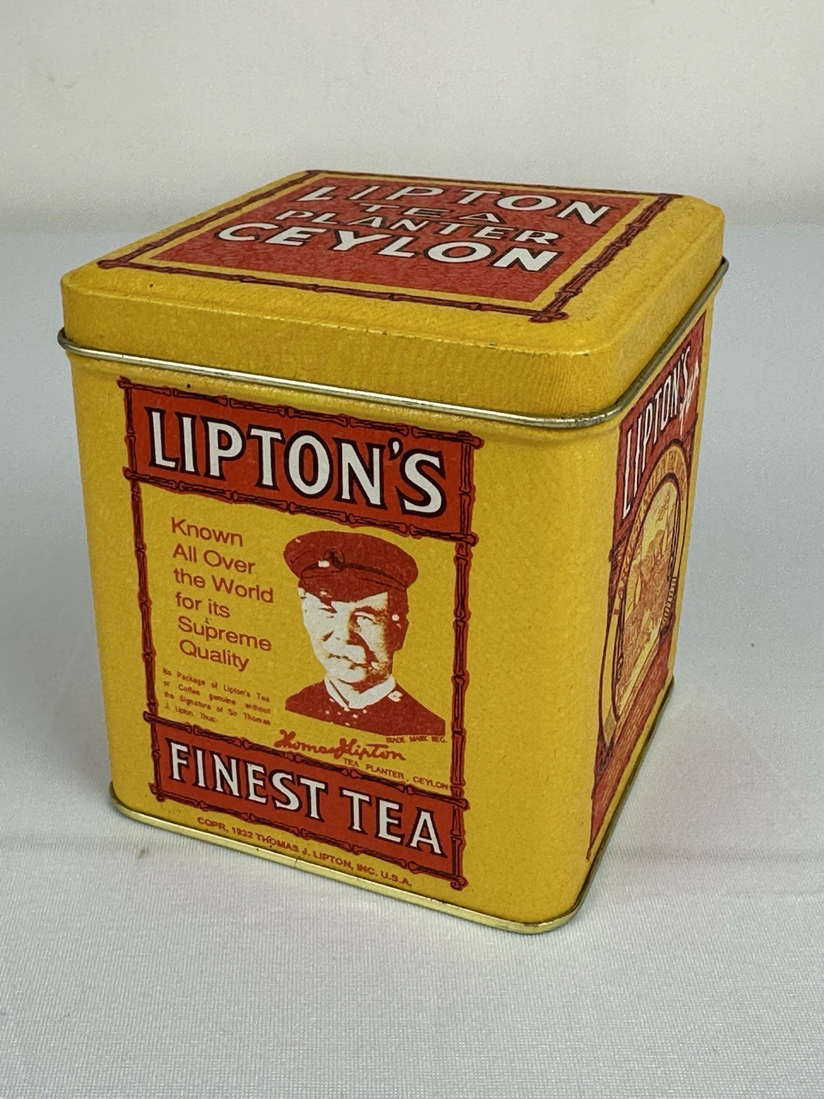 Vintage Lipton\'s Finest Tea Yellow Tin BristolWare Collectible 