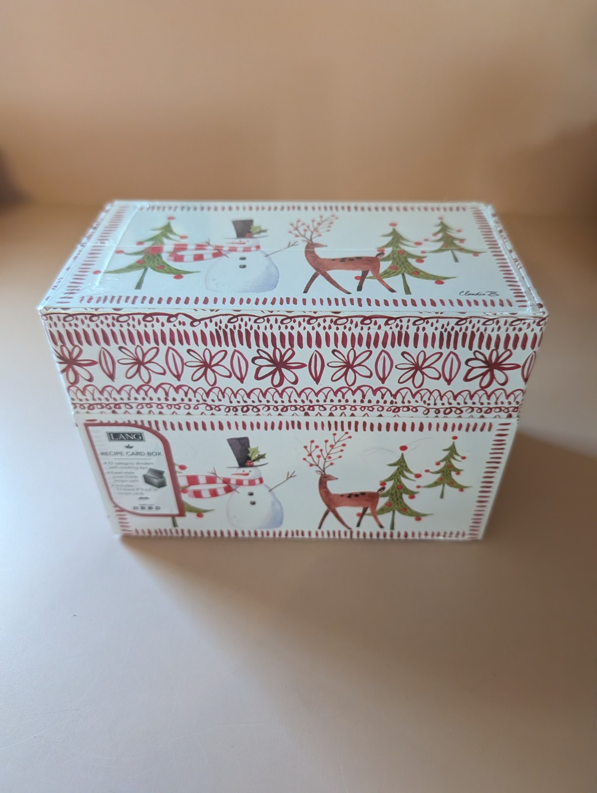 Lang by Design ~ Whimsy Winter Easel Style Recipe Box & Cards/Cooking Tips ~ NEW