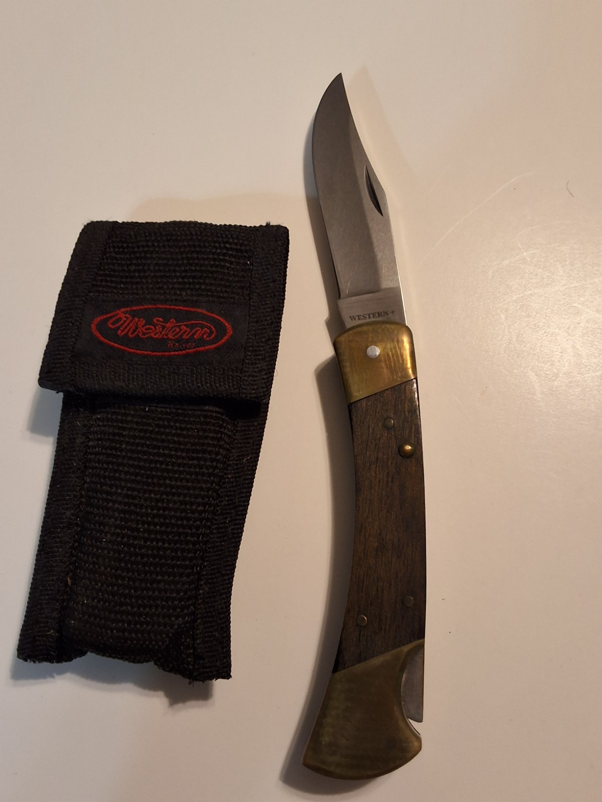 VINTAGE 1991 WESTERN USA LOCKBACK FOLDING HUNTER KNIFE PLUS + DATE STAMP W/SHEAT