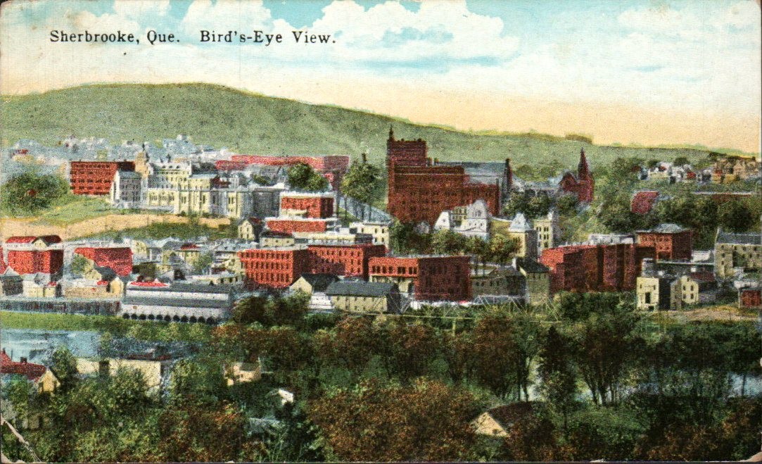 Sherbrooke Quebec - Bird\'s-Eye View of the City - Antique Postcard - circa 1915