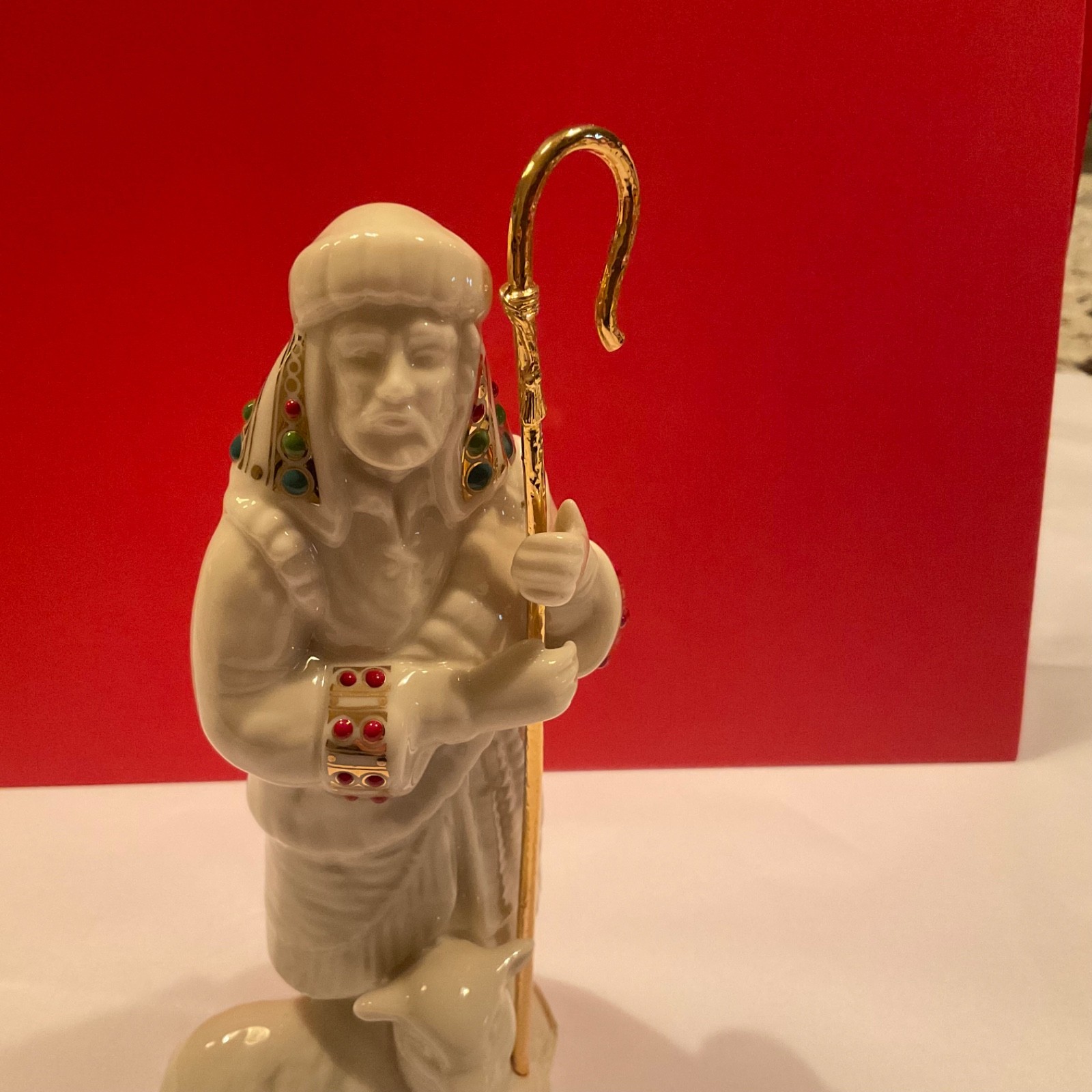 LENOX CHINA JEWELS Nativity Shepherd With Staff and Lamb Made In USA