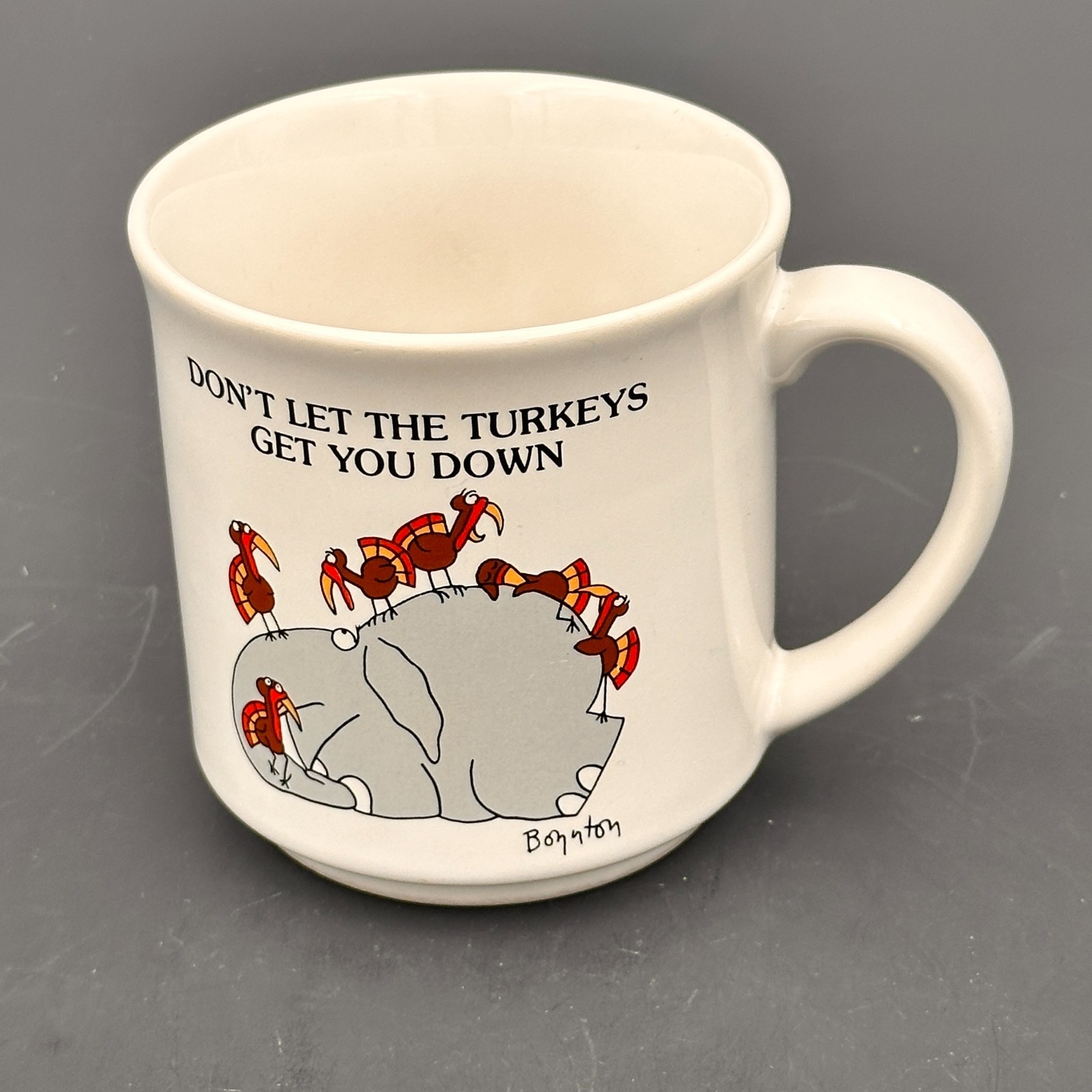 Vintage 86 Sandra Boynton Don't Let The Turkeys Get You Down Elephant Coffee Mug Vintage 86 Sandra Boynton Don't Let The Turkeys Get You Down Elephant Coffee Mug