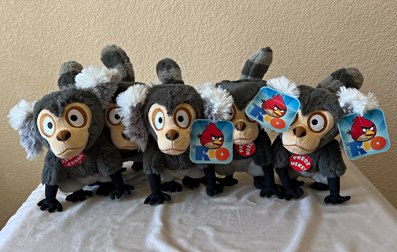 Angry Birds Rio Marmoset Monkey Plush Lot of 5 NEW