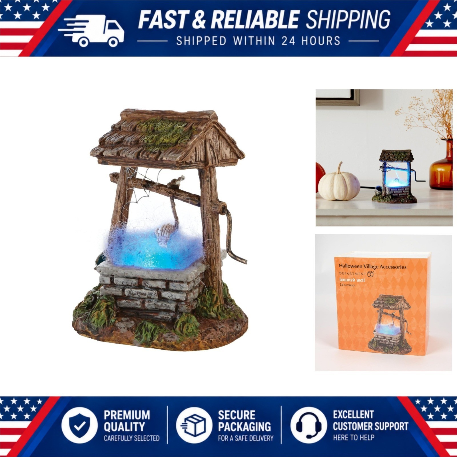 Department 56 Halloween Haunted Well Lit Figurine Village Accessory 2.76 in