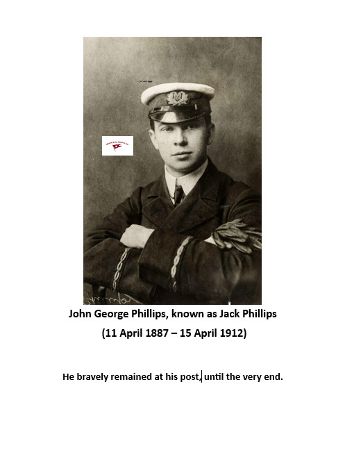 John George Jack Phillips, Titanic Wireless Operator, Tribute Piece