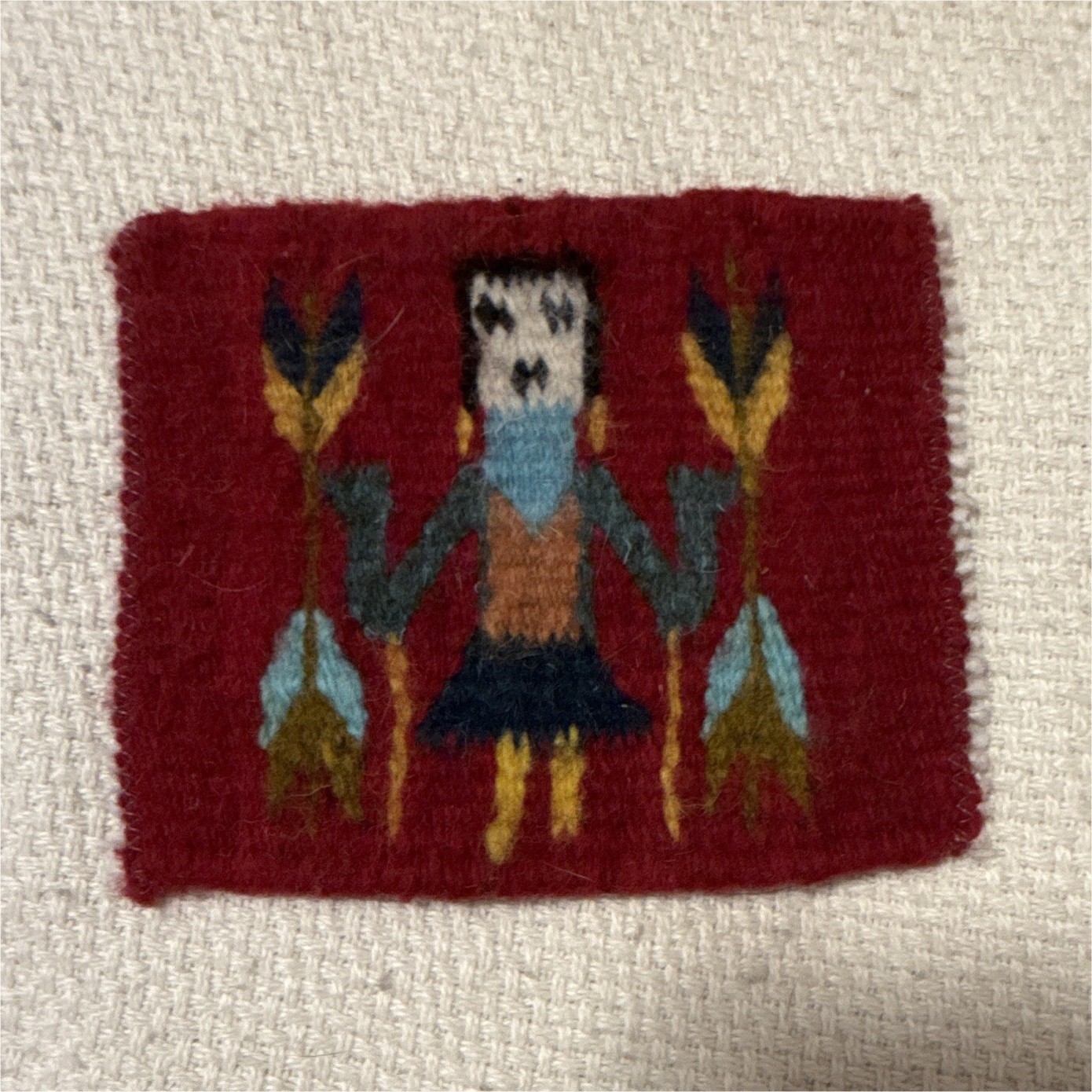 Vintage Zapotec Hand Woven Wool Mini Rug Coaster 4x6