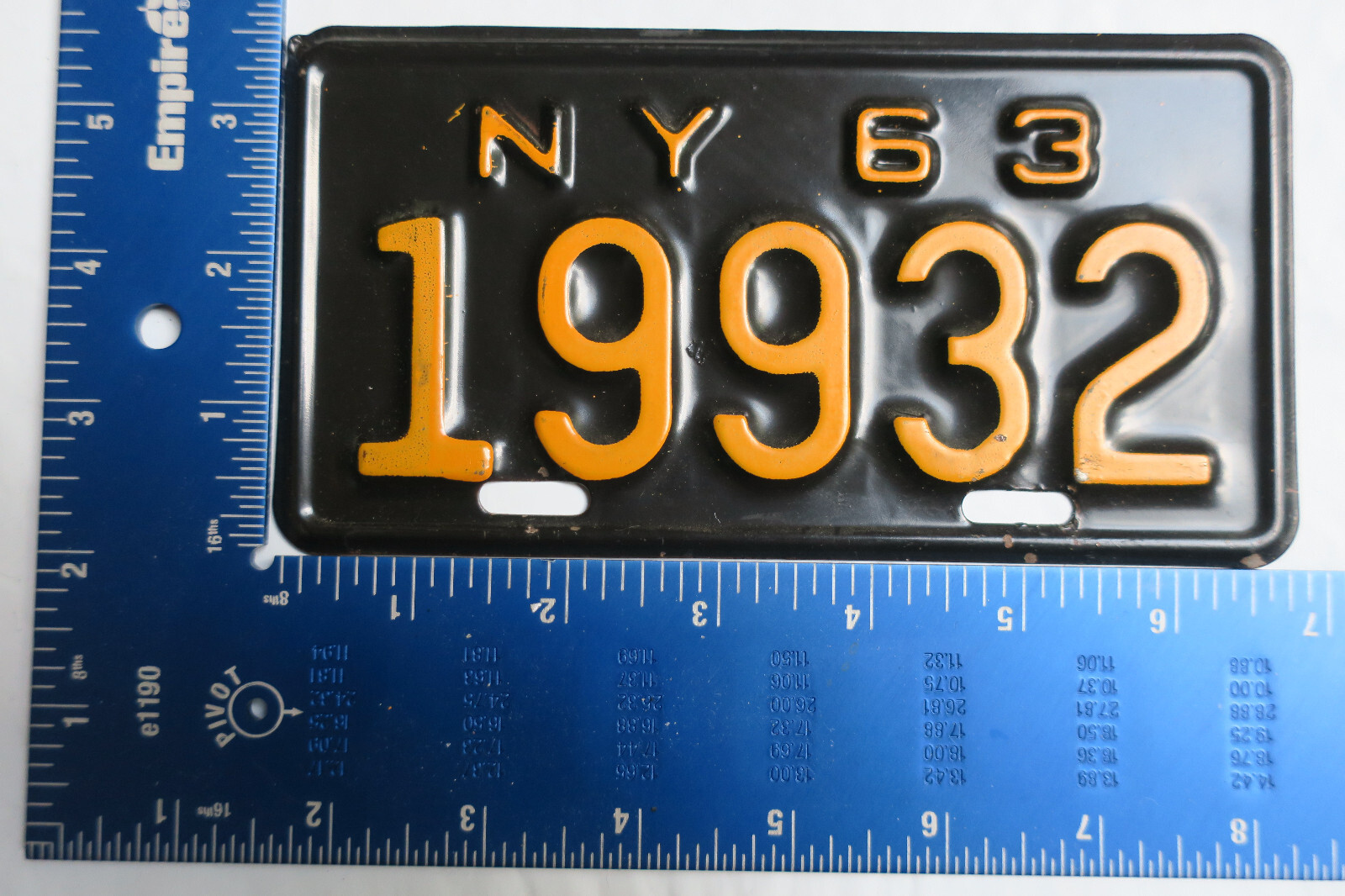 1963 63 NEW YORK NY MOTORCYCLE MC LICENSE PLATE TAG #19932