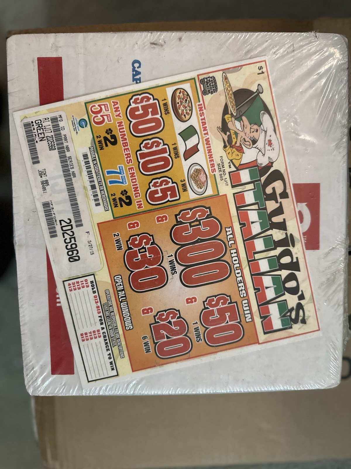 Pull Tickets - “Guidos Italian” Tab Ticket - Sealed Pack 885 Count
