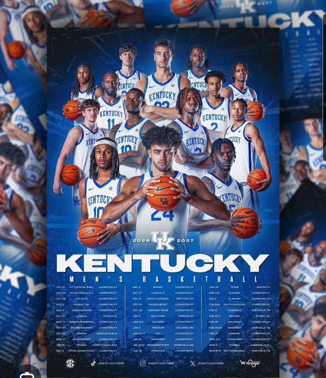 University of Kentucky Wildcats 2026-27 Men's Basketball Schedule Poster UK #BBN
