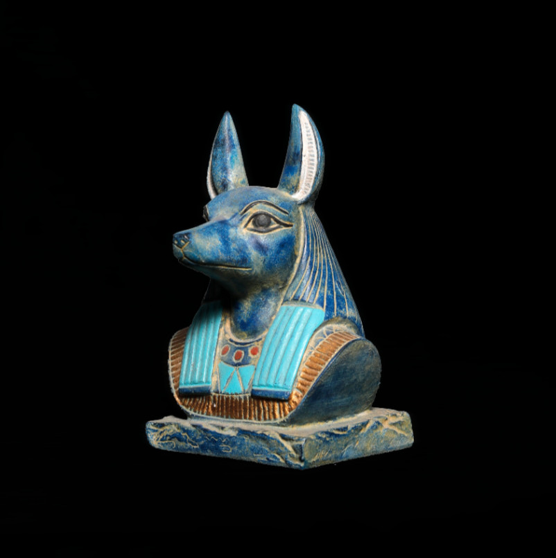 Authentic Ancient Egyptian Antiques God Anubis Jackal Bust Funerary Artifact BC