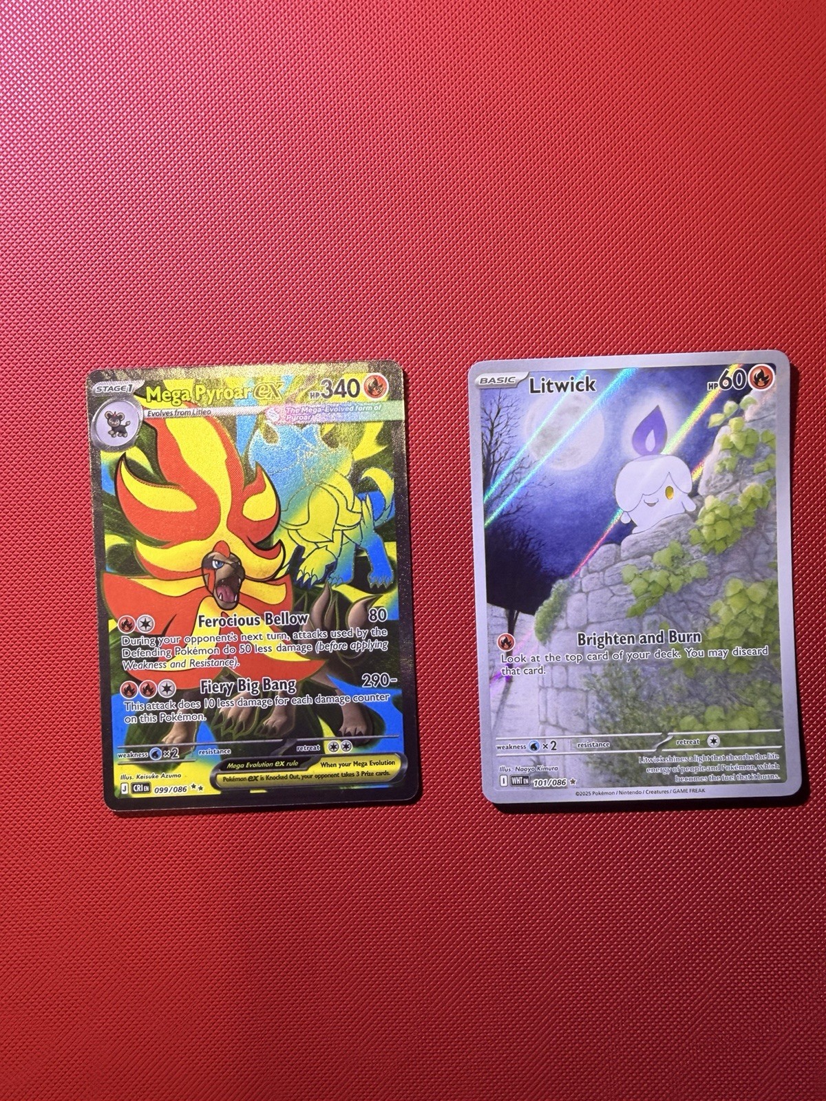 Litwick 101/086 Sv: White Flare Holo - Mega Pyroar EX 099/086 ✨