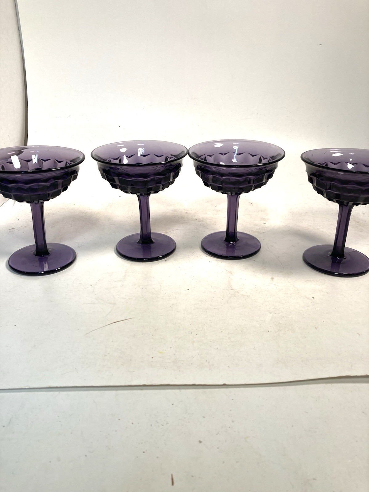Fostoria American, sherbet bowls, ice cream, Purple, TALL, FLARED stem, Set of 4