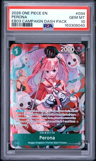 2026 One Piece EN Perona EB03 Campaign Pack #034 PSA 10