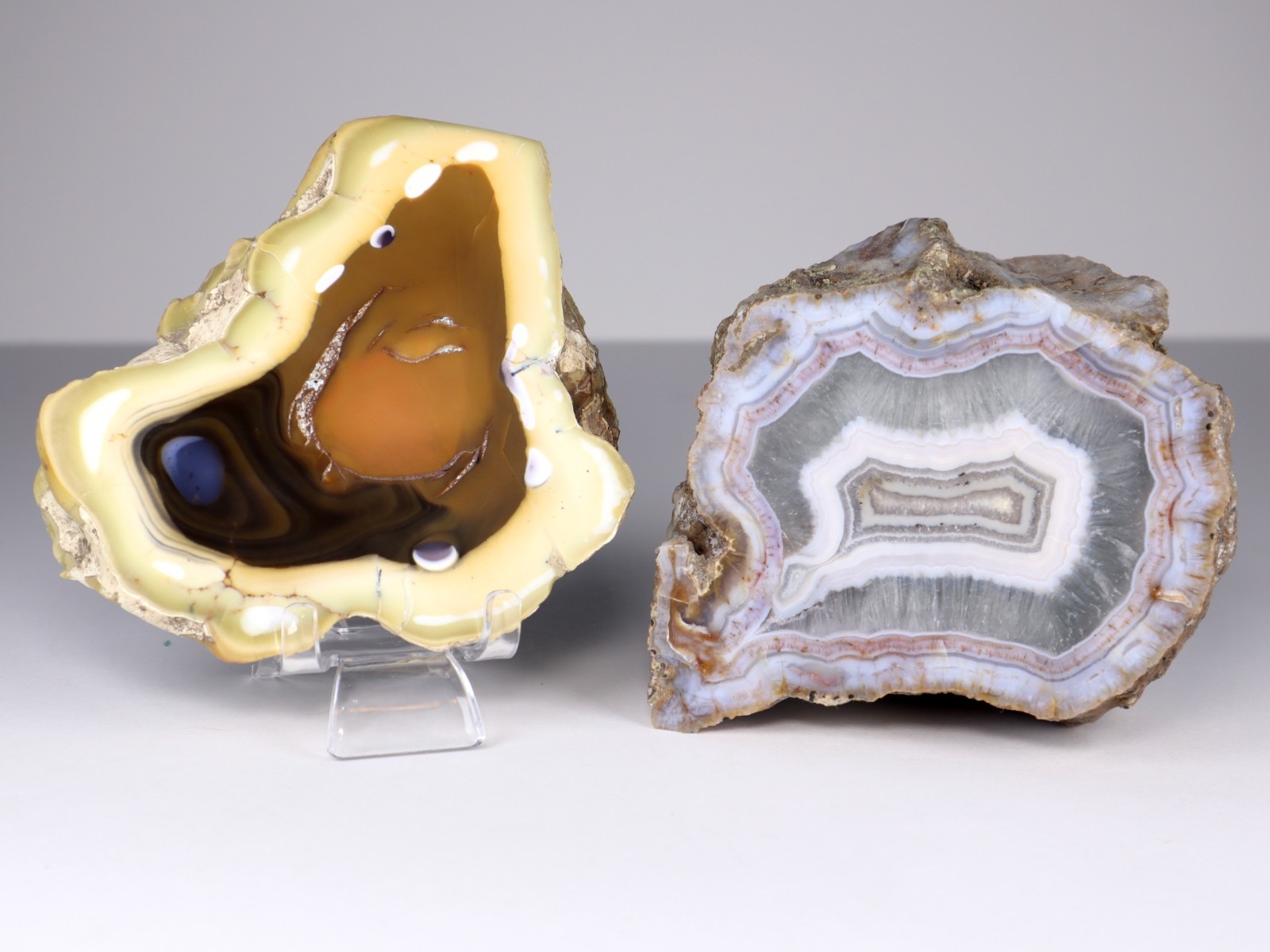 Natural TURKISH AGATE Pair Polished Banded Agate Crystals Nodules 3.06 lbs