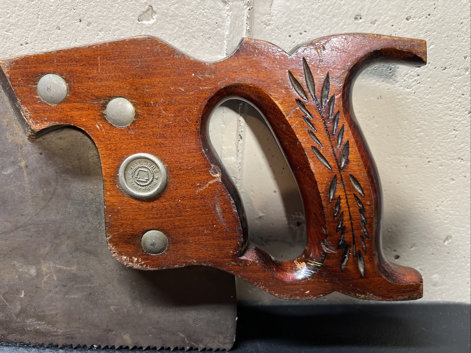Vintage Antique  Warranted Superior Hand Saw