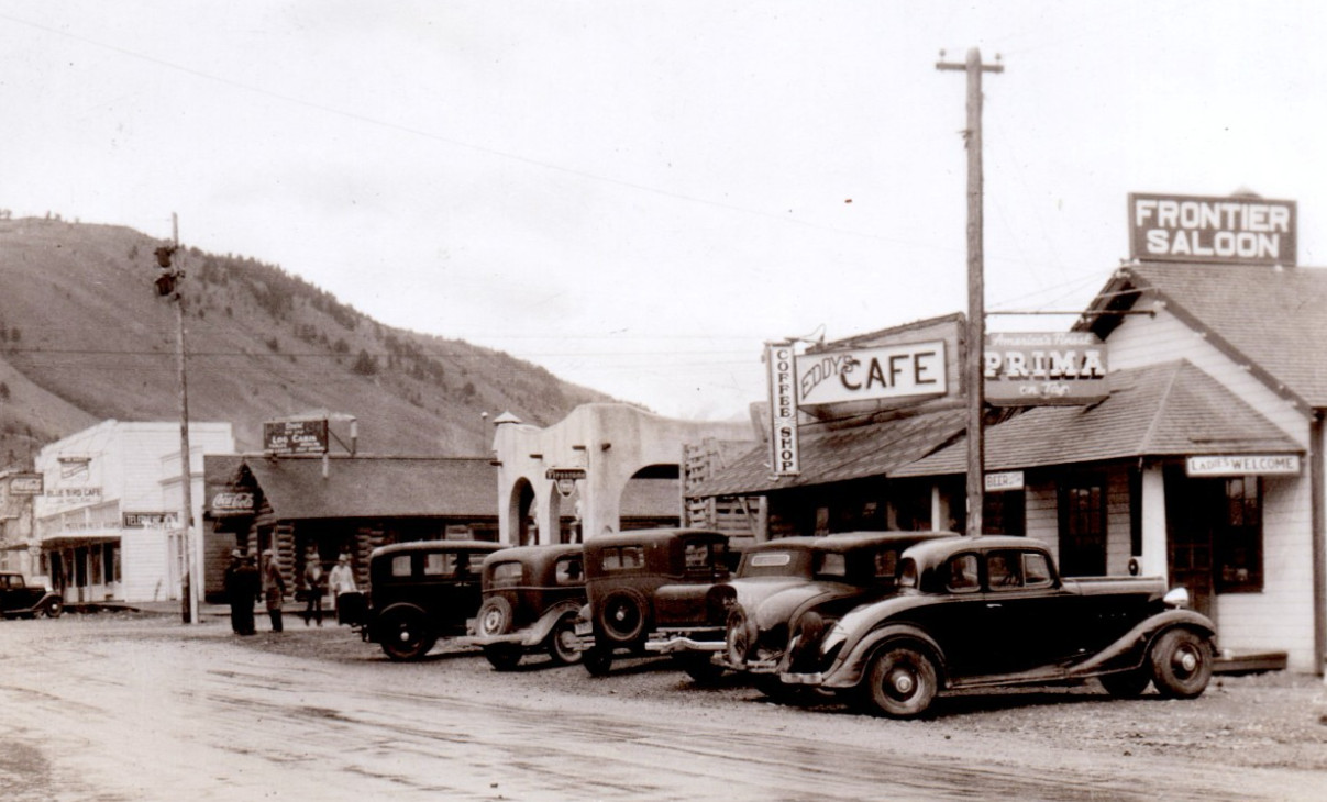 1938 Jackson Wyoming Business Block Gambling Coca Cola WA-14 RPPC Postcard