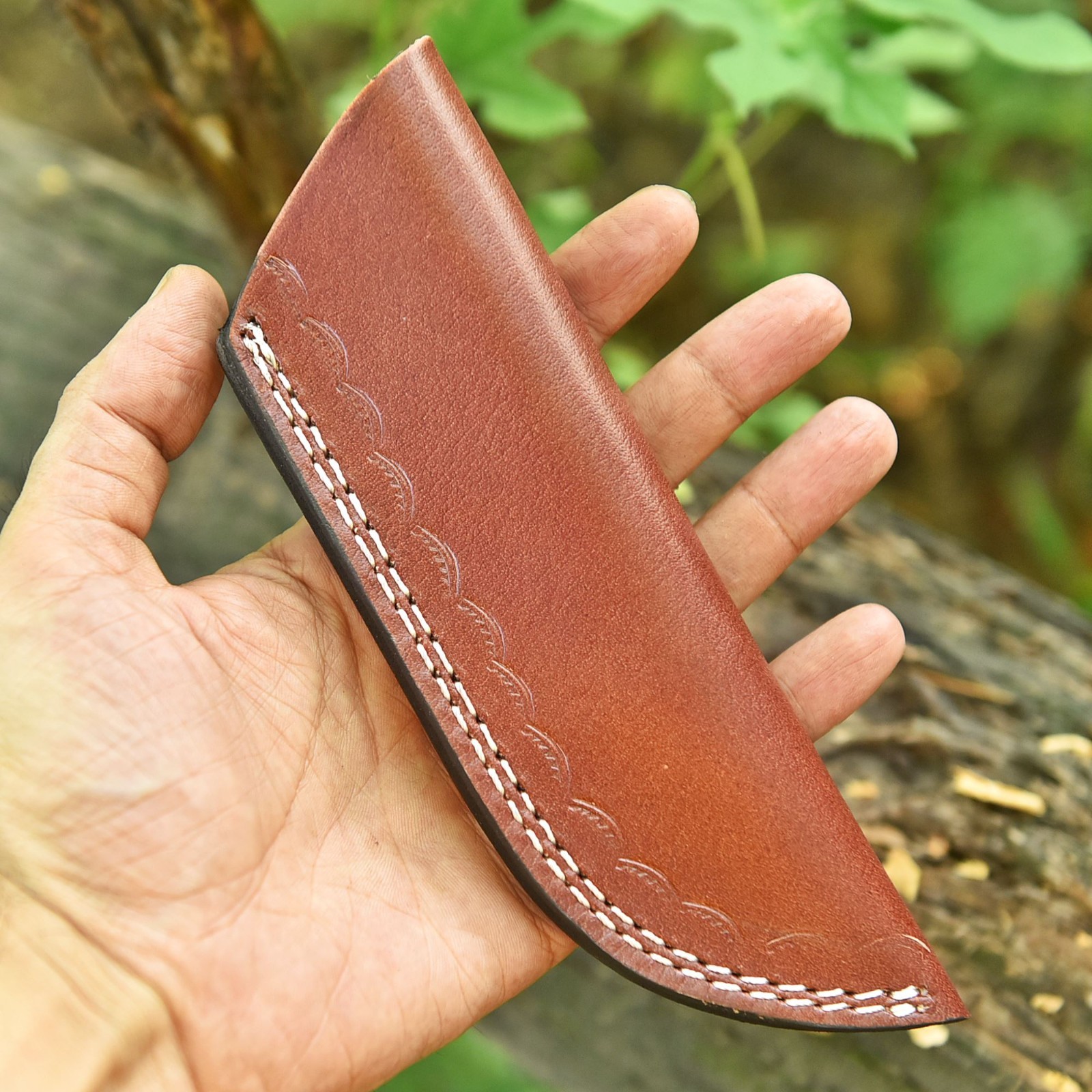 CUSTOM HAND MADE PURE LEATHER SHEATH FOR FIXED BLADE KNIFE