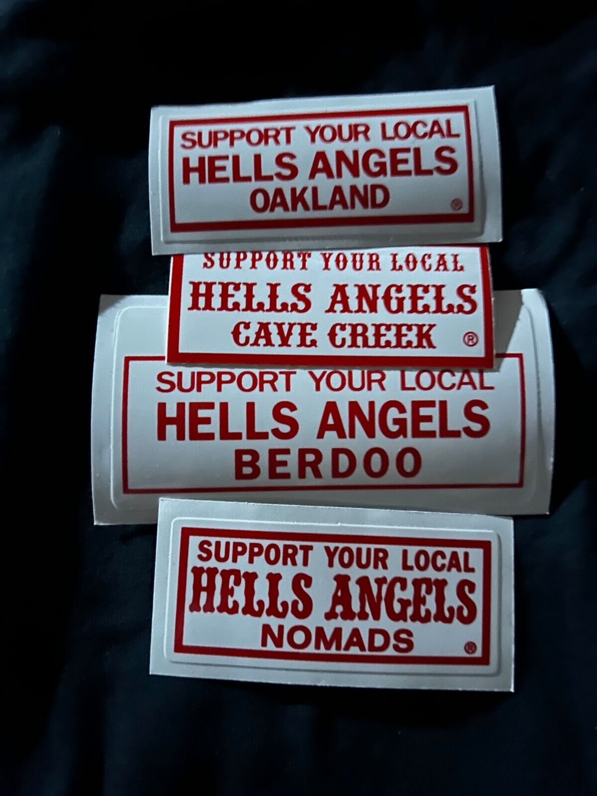 RARE NOS HELLS ANGELS SUPPORT RED AND WHITE STICKERS 81 FOR PRIVATE COLLECTIONS