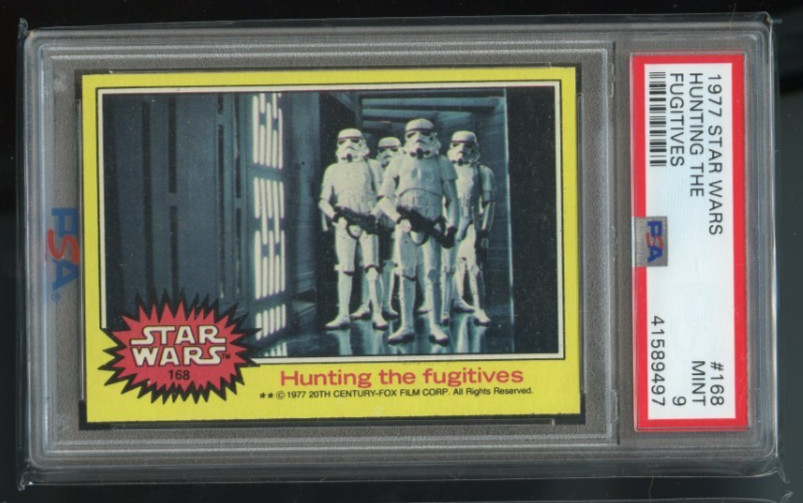 1977 Topps Star Wars # 168 Hunting the fugitives PSA 9 MINT Vintage Yellow